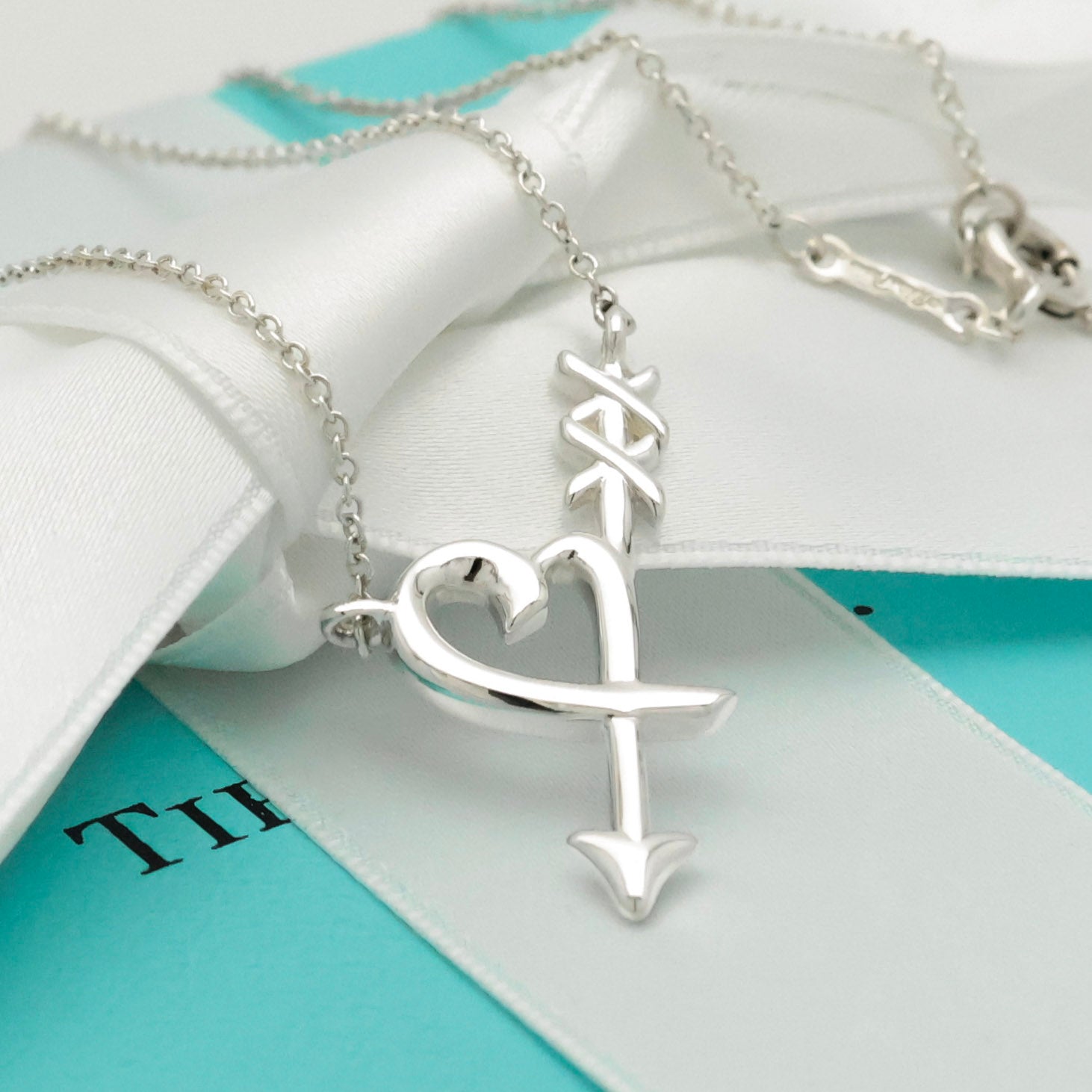  Tiffany & Co. Loving Heart Arrow Necklace Sterling Silver 925 
