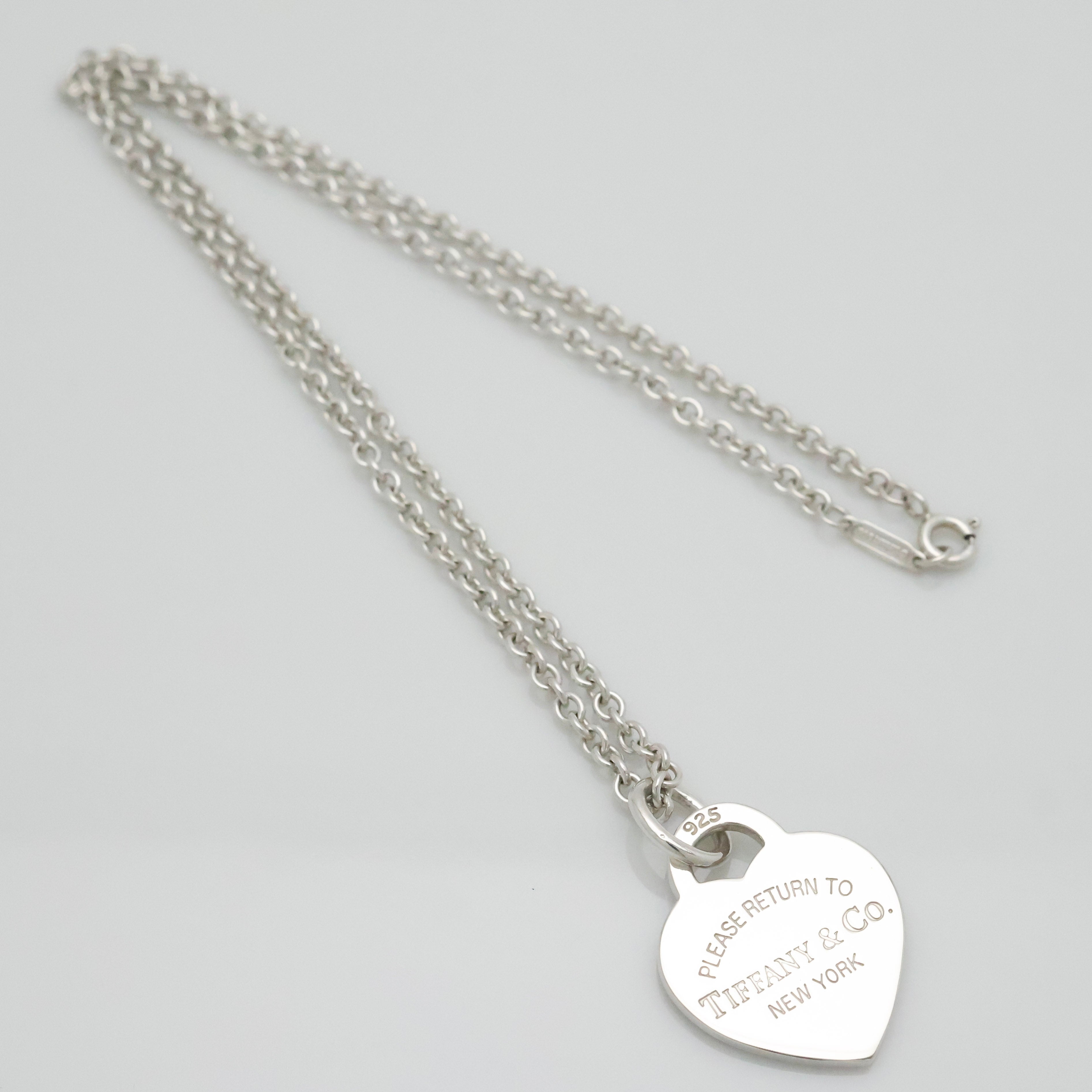 Tiffany & Co. Return to Small Heart Tag Necklace Pendant Sterling Silver 925