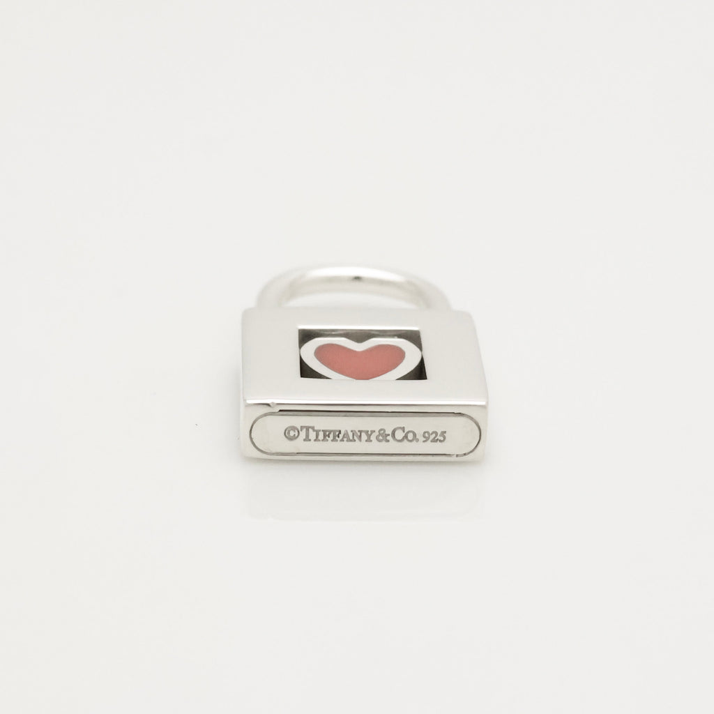 TIFFANY&Co. カデナ ロック レッド エナメル ハート ネックレス AG925