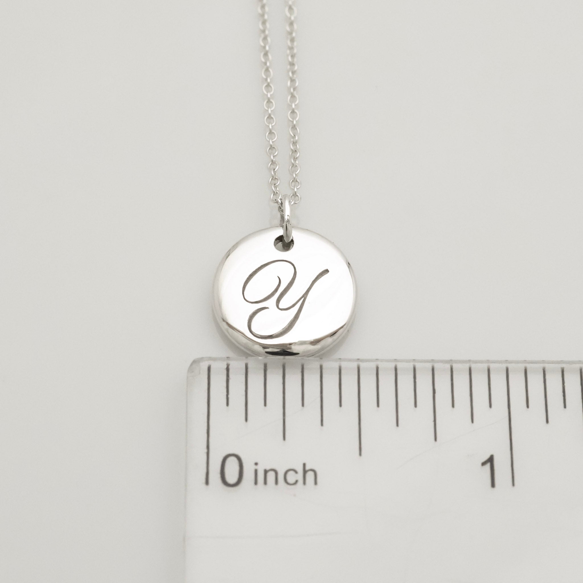  Tiffany & Co. Letter Y Notes Initial Disc Necklace Sterling Silver 925
