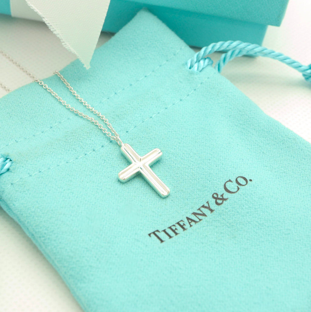  Tiffany & Co. Picasso Groove Cross Necklace Sterling Silver 925 