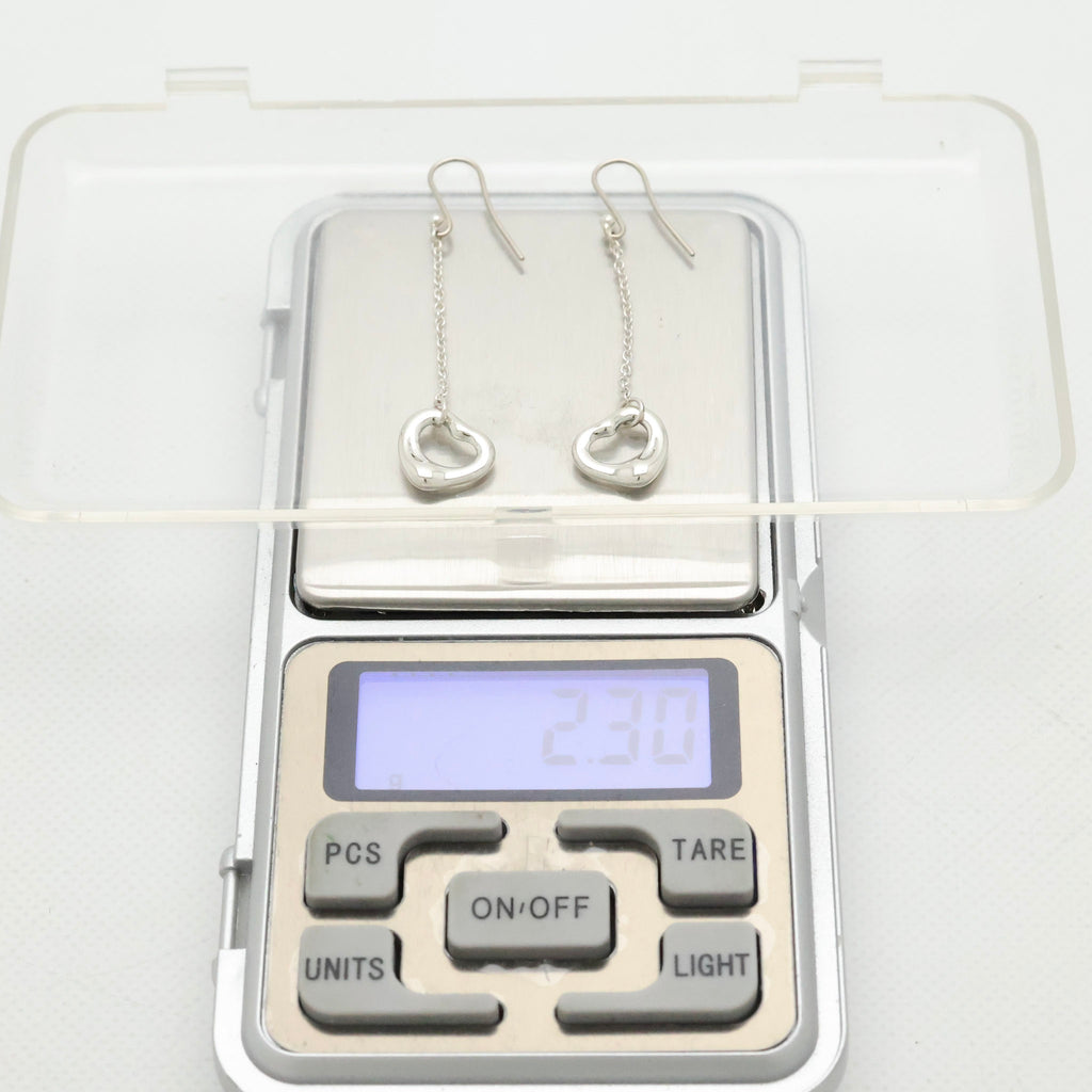 Tiffany & Co Elsa Peretti Open Heart Drop Dangle Earrings Sterling Silver 925