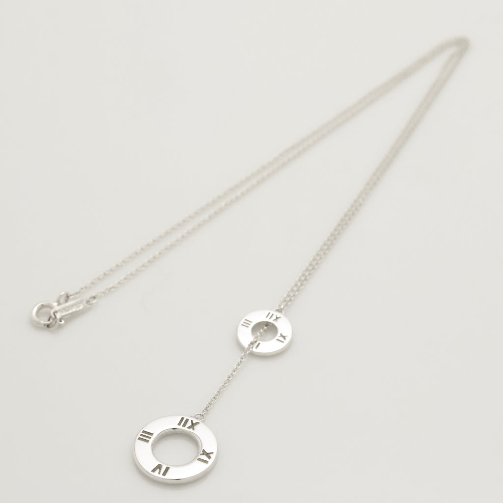 Tiffany & Co. Atlas Round Circle Lariat Necklace Sterling Silver 925