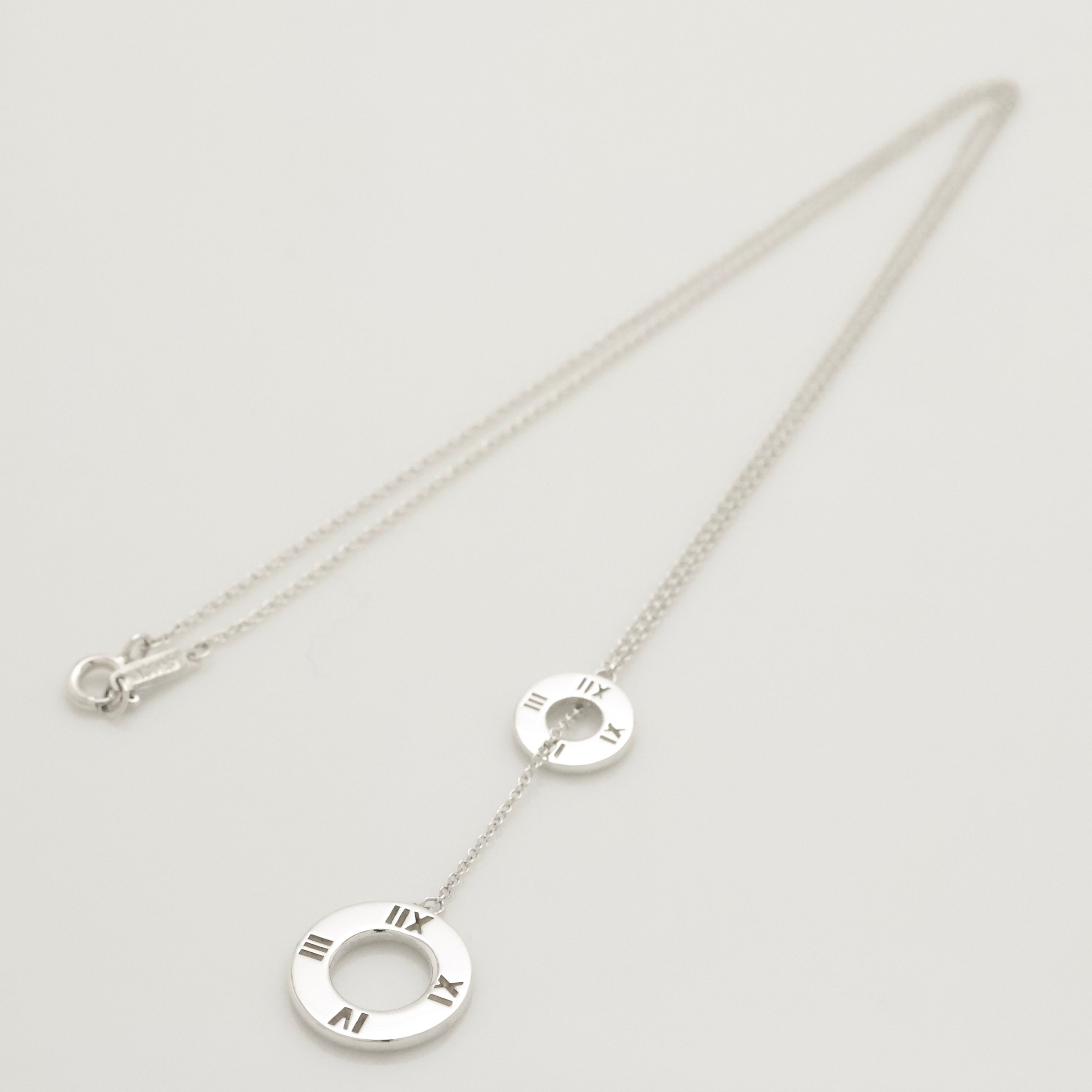 Tiffany & Co. Atlas Round Circle Lariat Necklace Sterling Silver 925