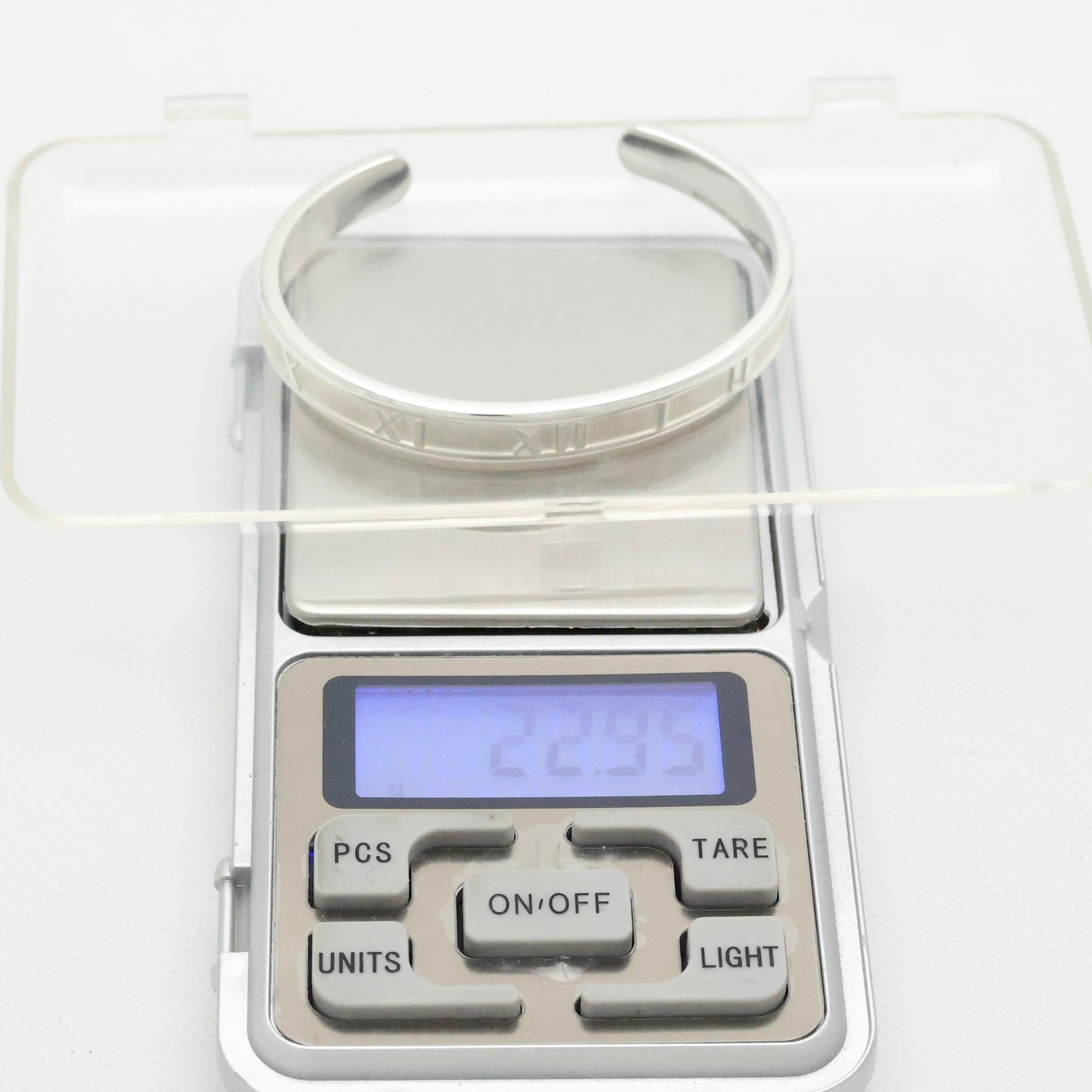 Tiffany & Co. Atlas Roman Numerals Cuff Bangle Bracelet Sterling Silver 925