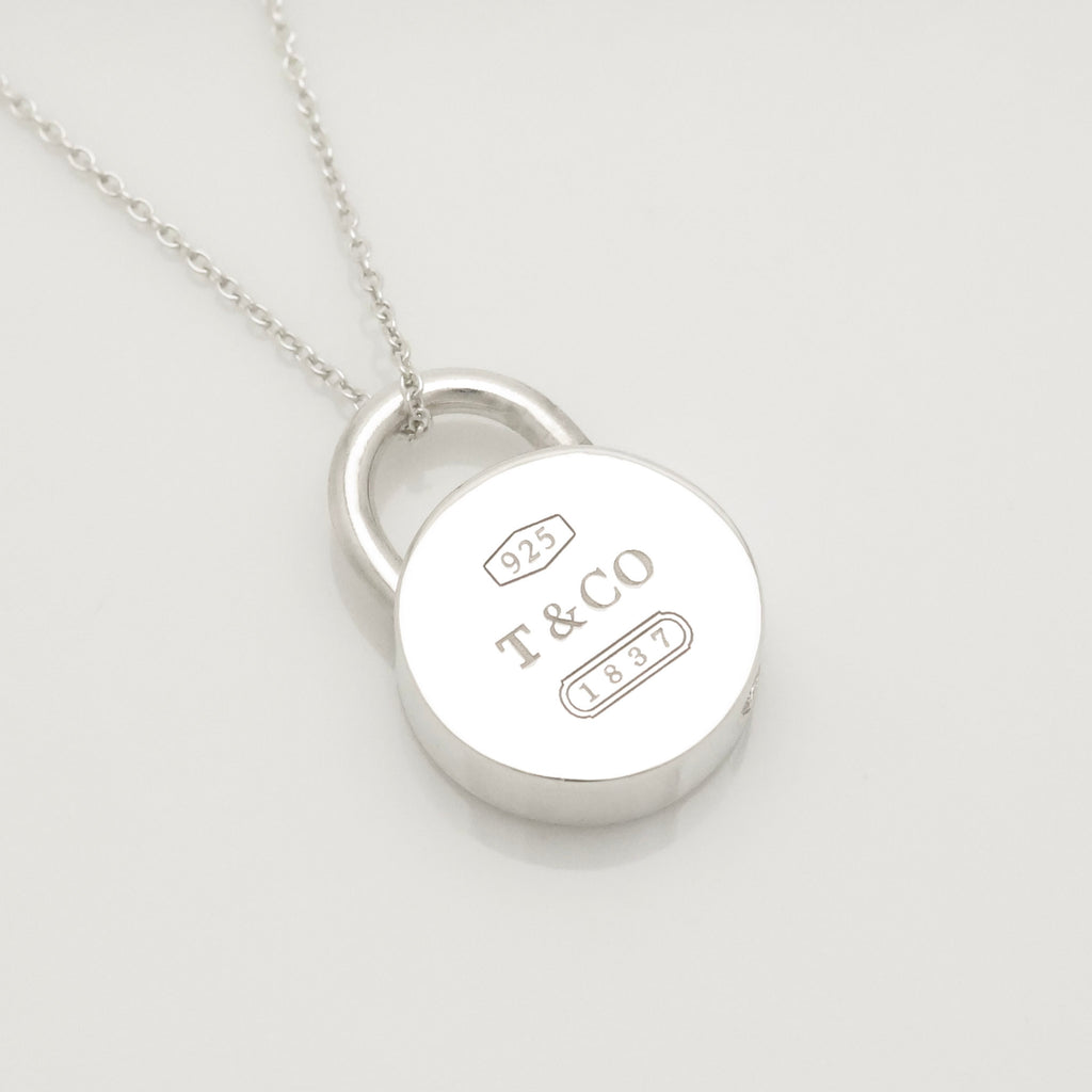 Tiffany & Co. 1837 Round Lock Padlock Pendant Necklace Sterling Silver 925