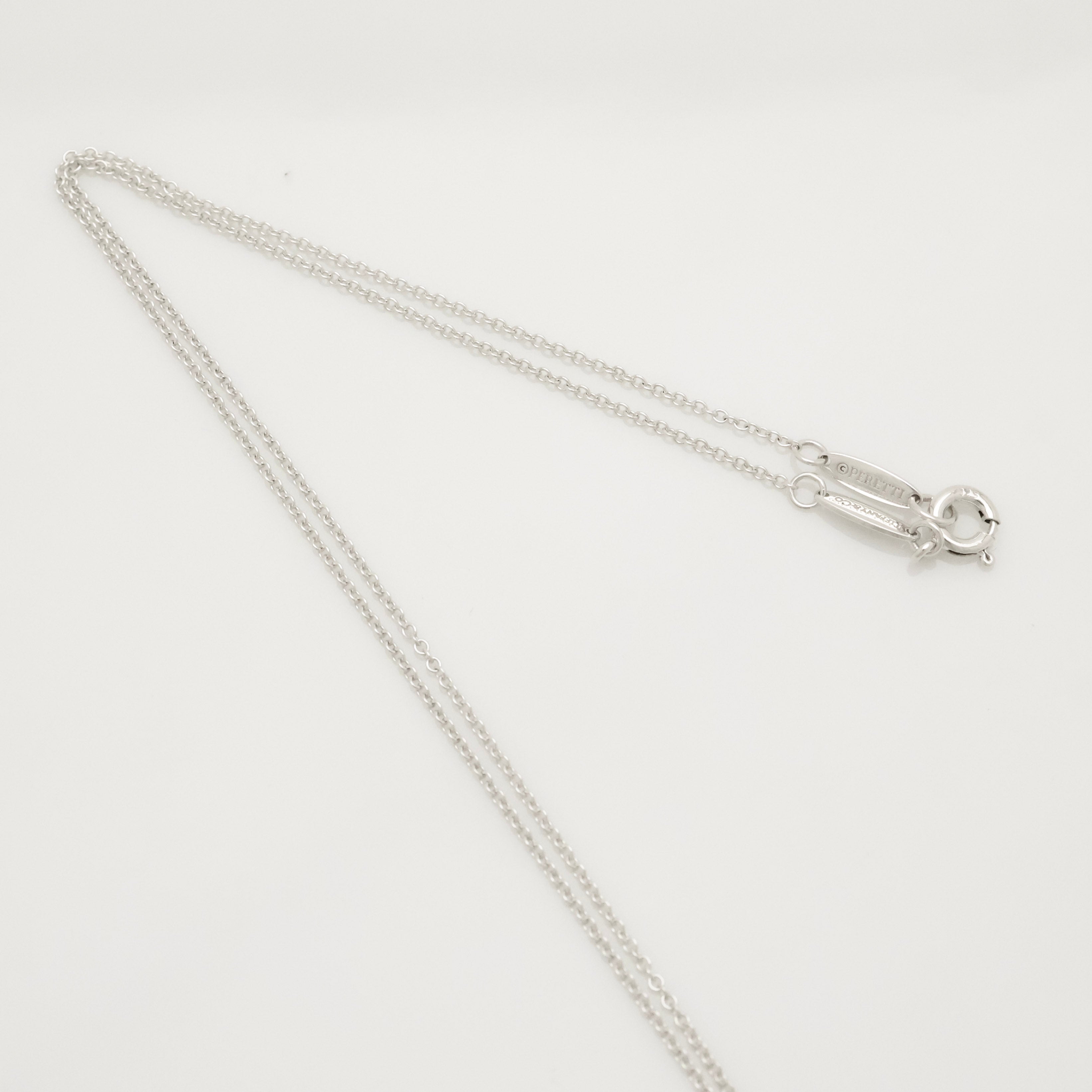 Tiffany & Co. Aquamarine Peretti Open Heart Necklace Sterling Silver 925