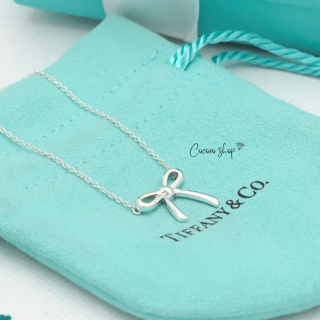 Tiffany & Co. Ribbon Bow Necklace Pendant  Sterling Silver 925 