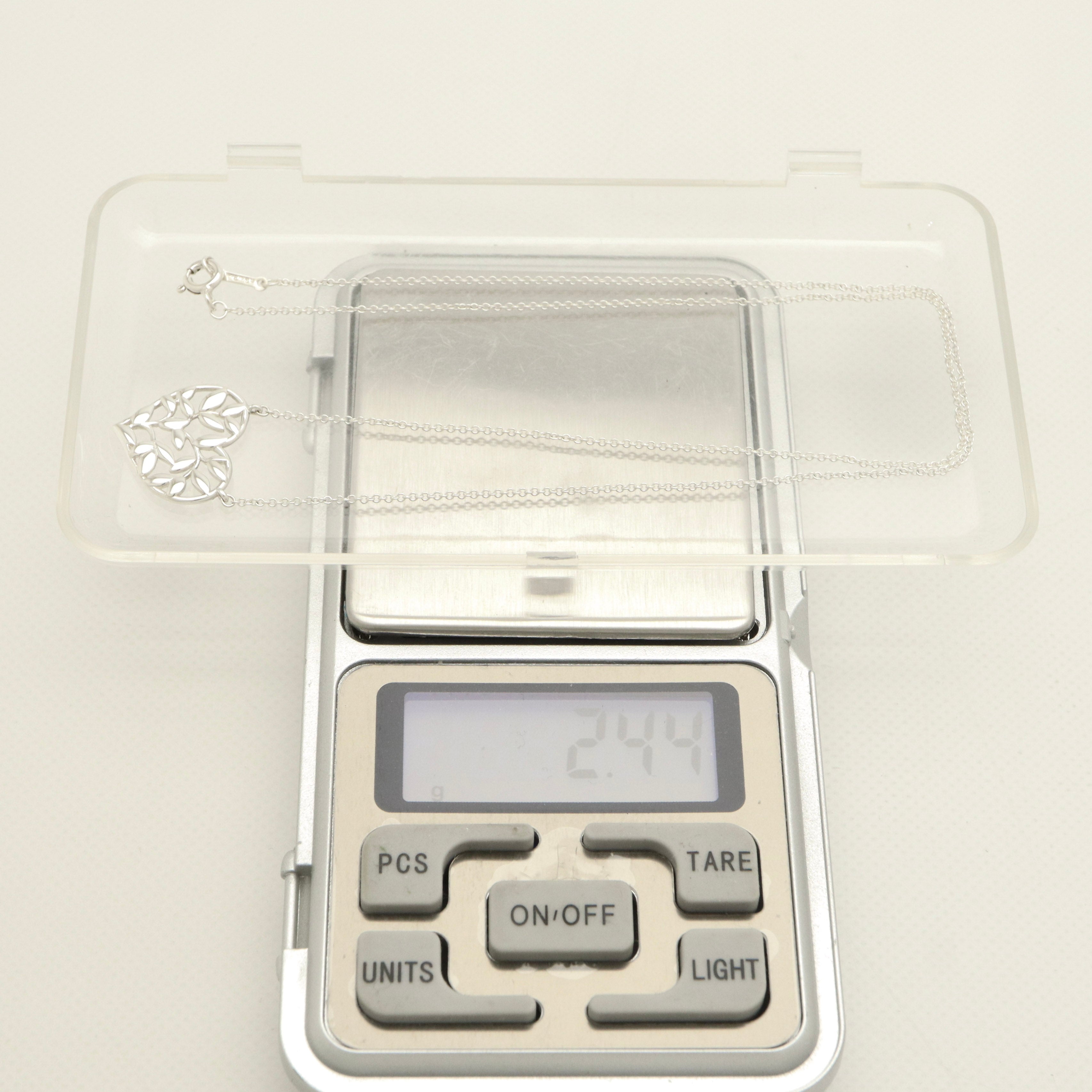 Tiffany & Co. Picasso Olive Leaf Heart Necklace Sterling Silver 925