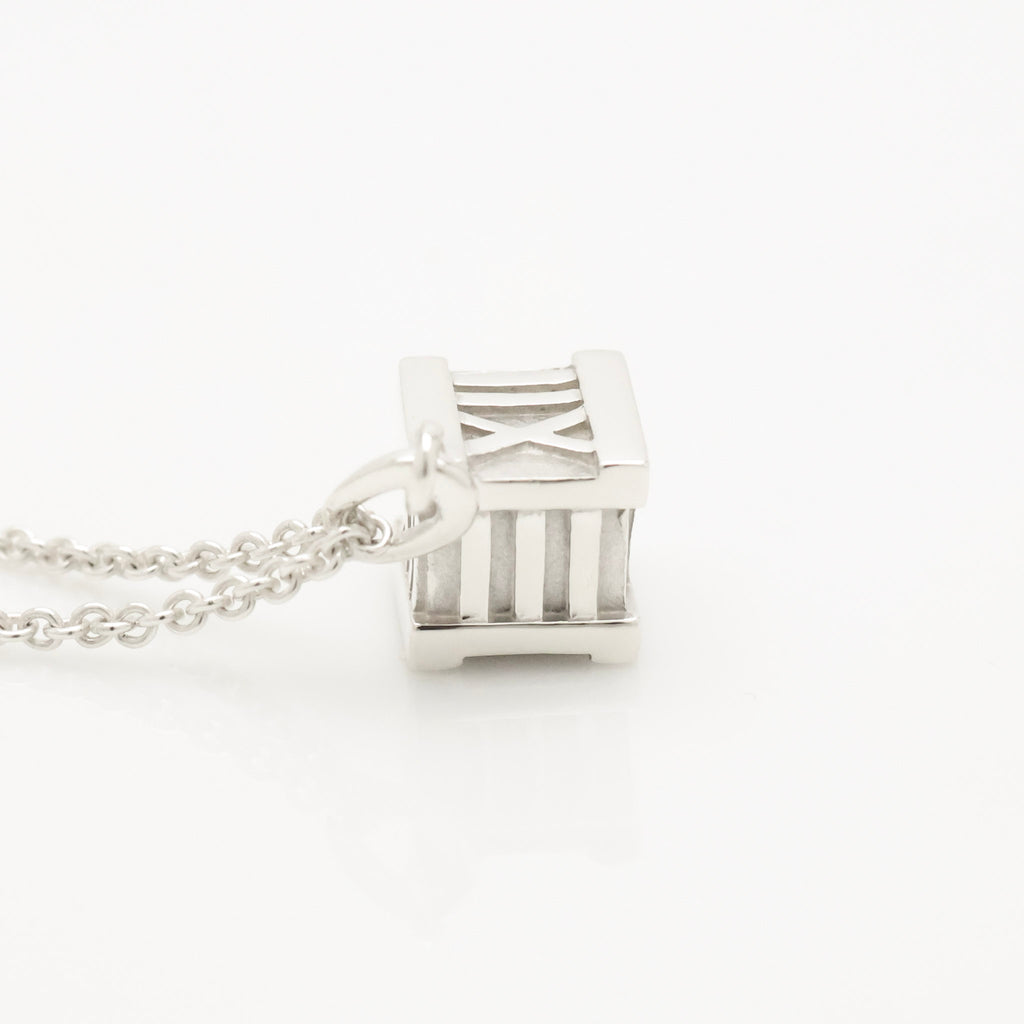  Tiffany & Co. Atlas Cube Necklace Pendant  Sterling Silver  925 