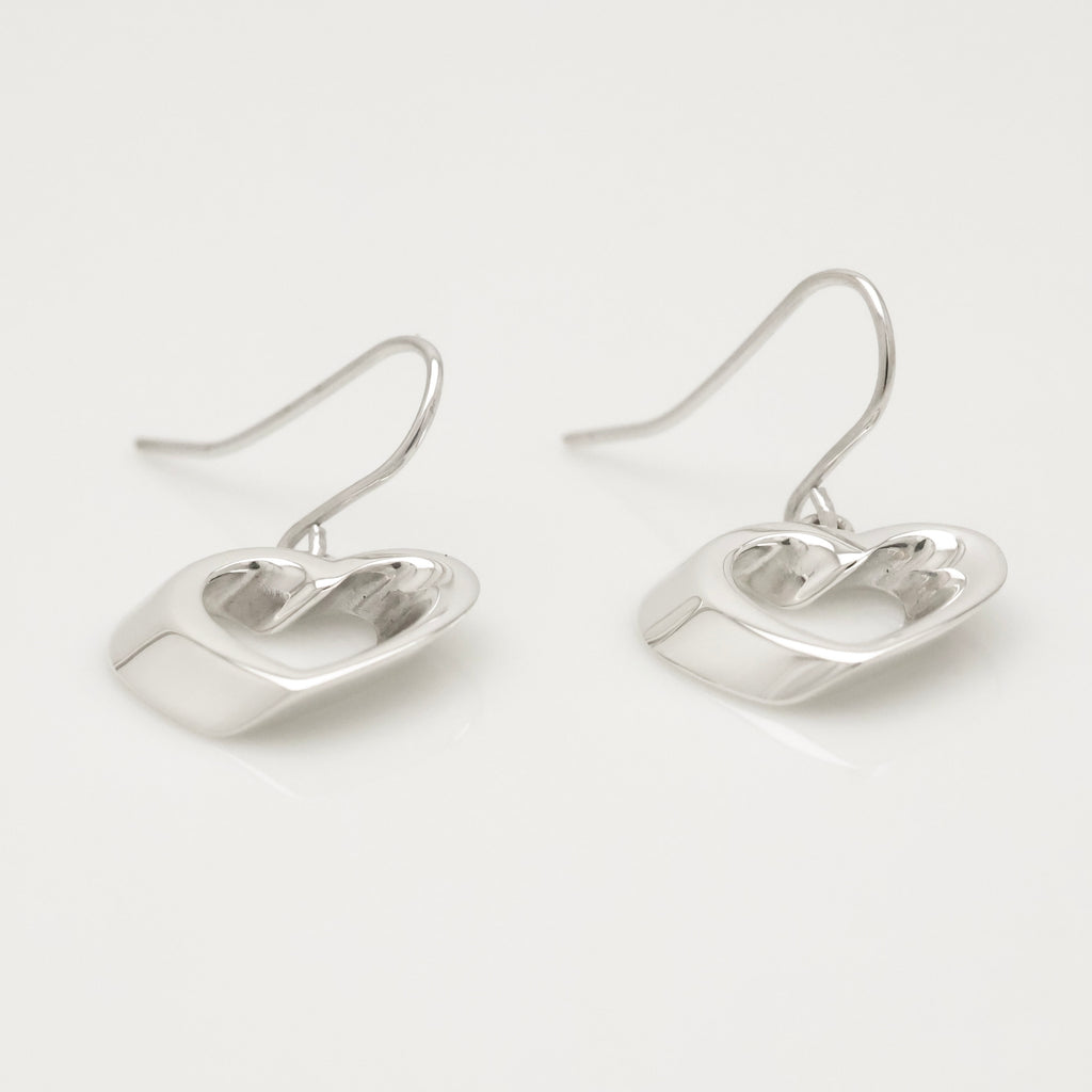Authentic Tiffany & Co. 3D Geometric Heart Hook Earrings Sterling Silver 925