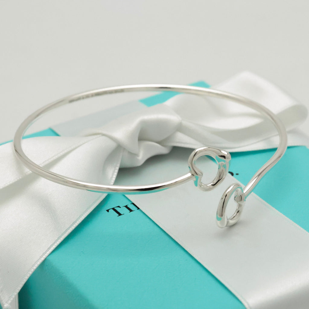 Tiffany & Co. Interlocking Double Loop Bangle Bracelet Sterling Silver 925
