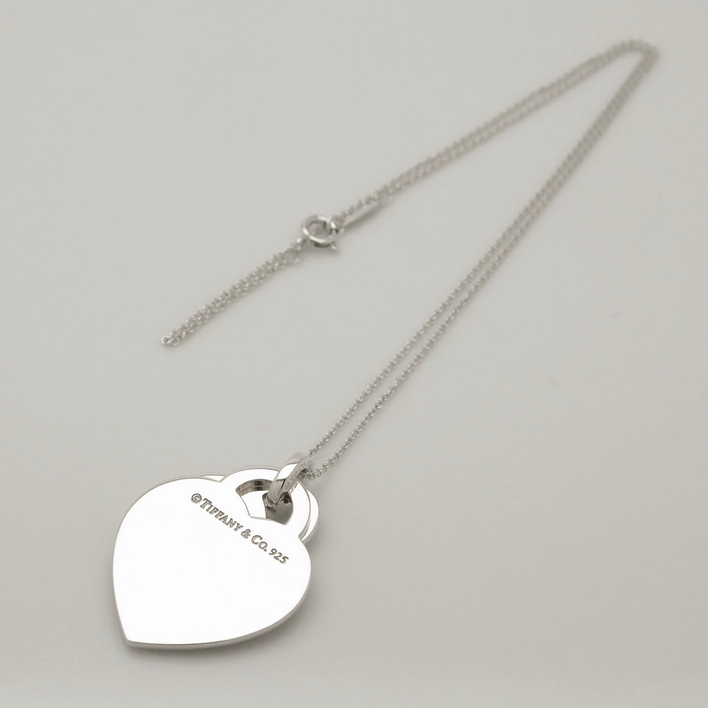Tiffany & Co. Notes I LOVE YOU Double Heart Tag Necklace Sterling Silver 925