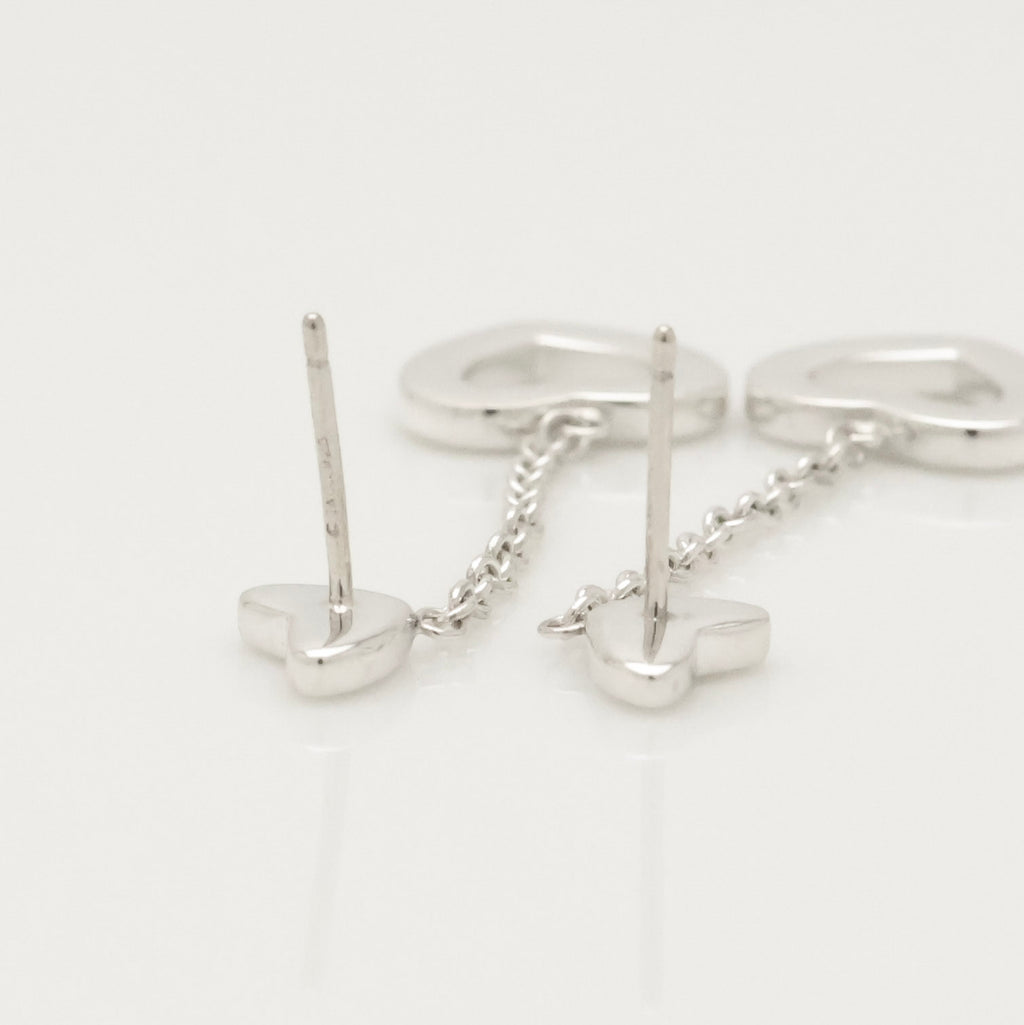 Tiffany & Co. Heart Link Drop Dangle Stud Earrings Sterling Silver 925