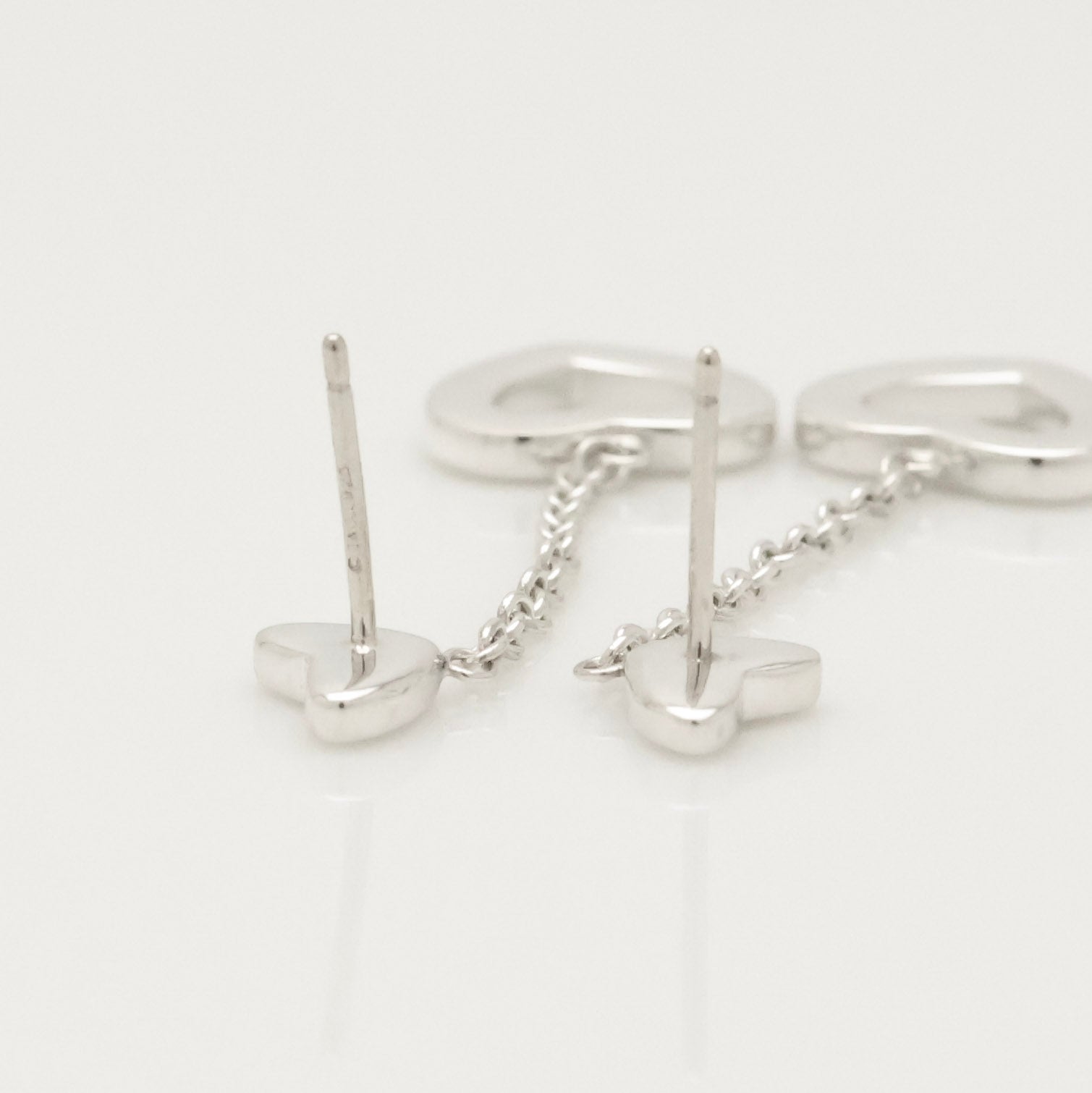Tiffany & Co. Heart Link Drop Dangle Stud Earrings Sterling Silver 925
