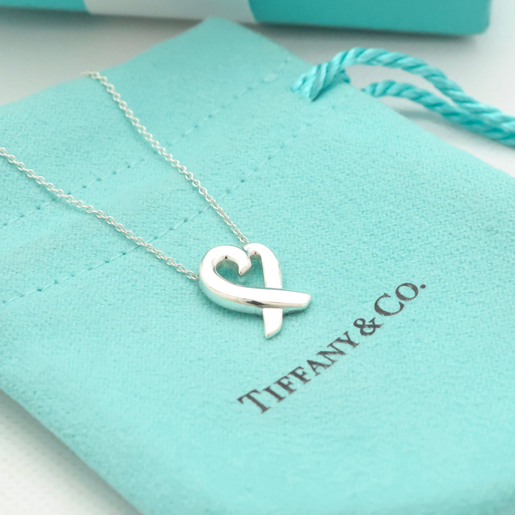Tiffany & Co. Loving Heart Pendant Necklace Sterling Silver 925 