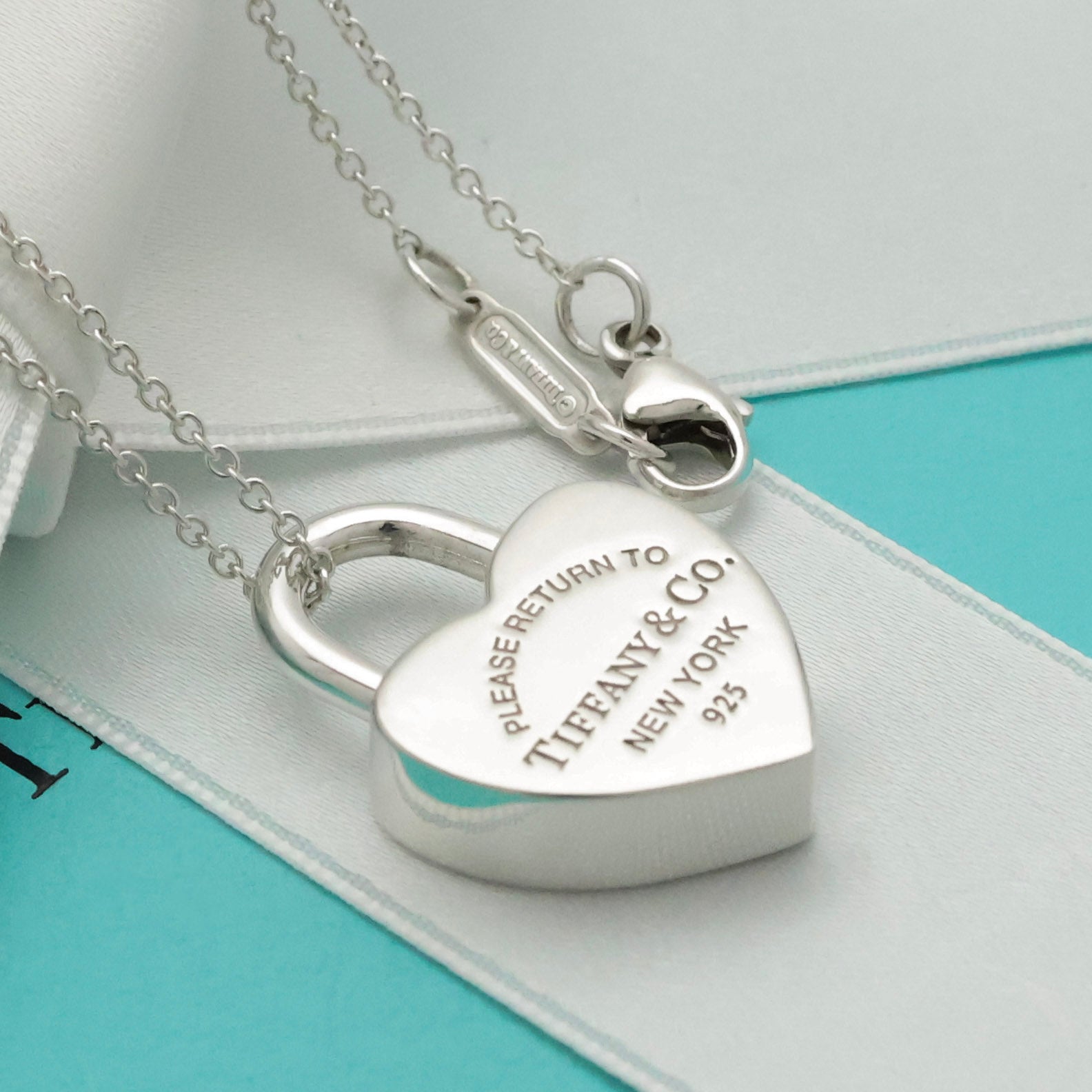 Tiffany & Co. Return to Heart Lock Padlock Necklace Sterling Silver 925