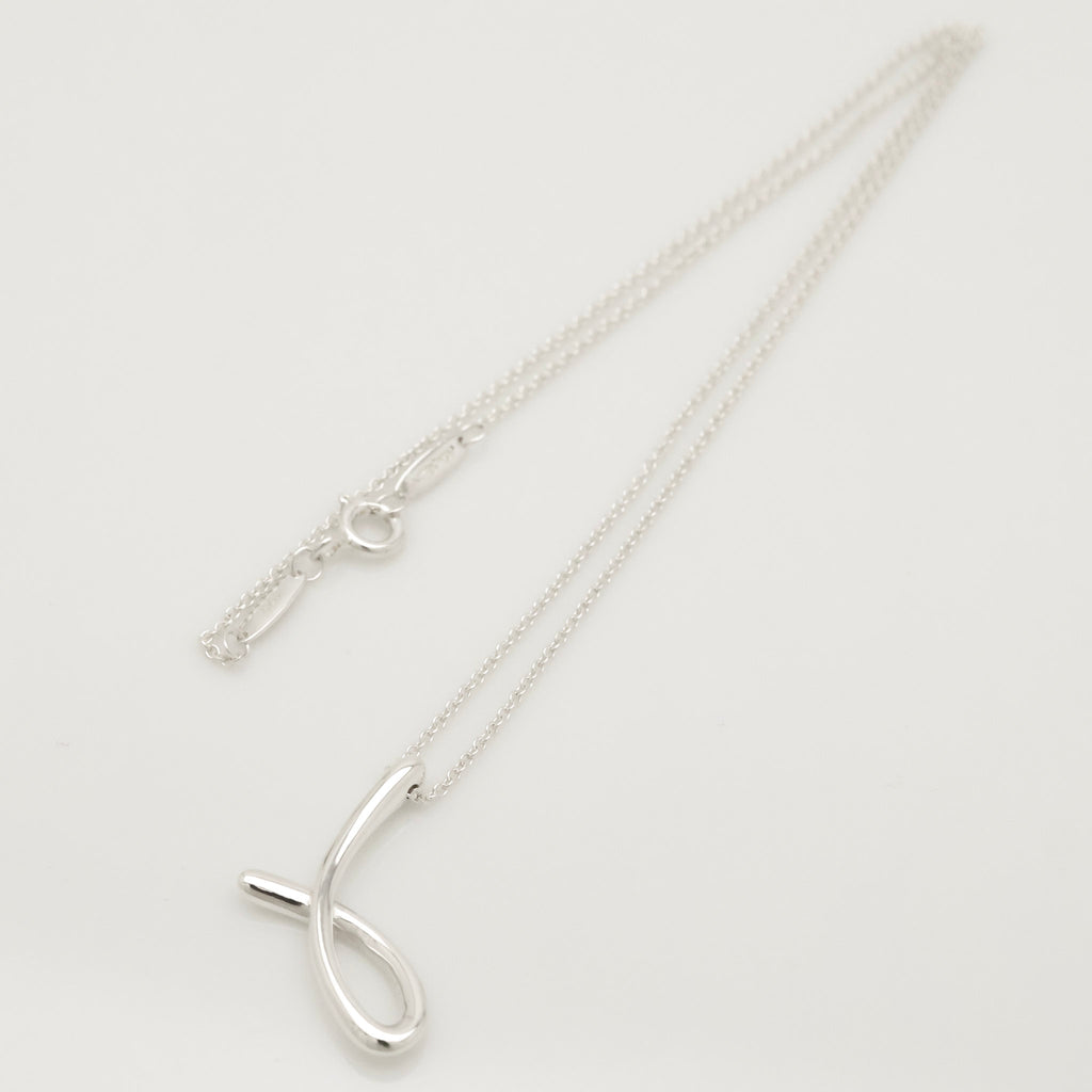 Tiffany & Co. Initial Letter "J" Necklace Pendant Sterling Silver 925