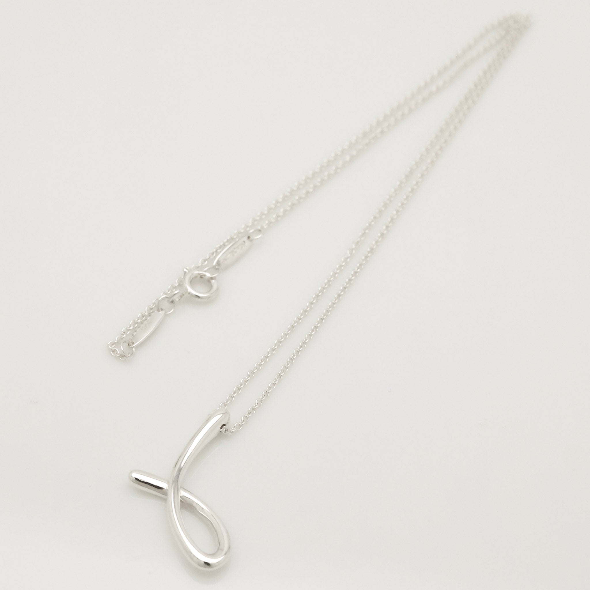 Tiffany & Co. Initial Letter "J" Necklace Pendant Sterling Silver 925