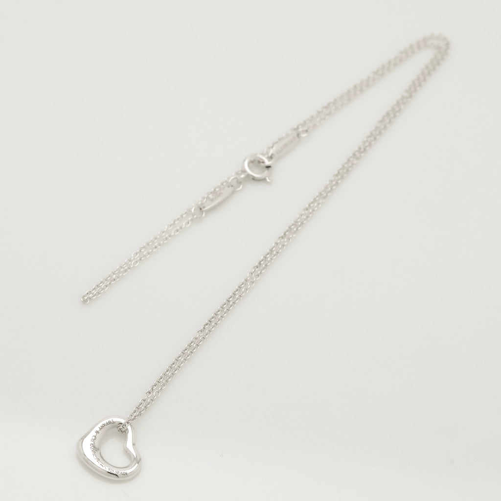 Tiffany & Co. Open Heart Pendant Necklace Sterling Silver 925