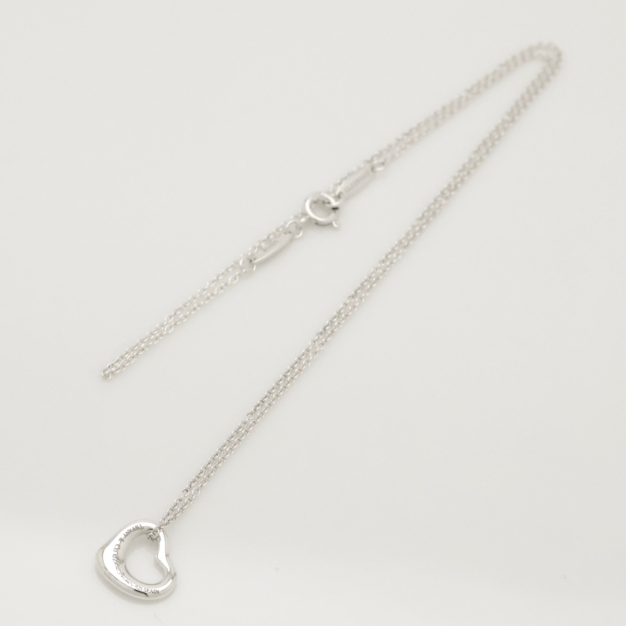 Tiffany & Co. Open Heart Pendant Necklace Sterling Silver 925