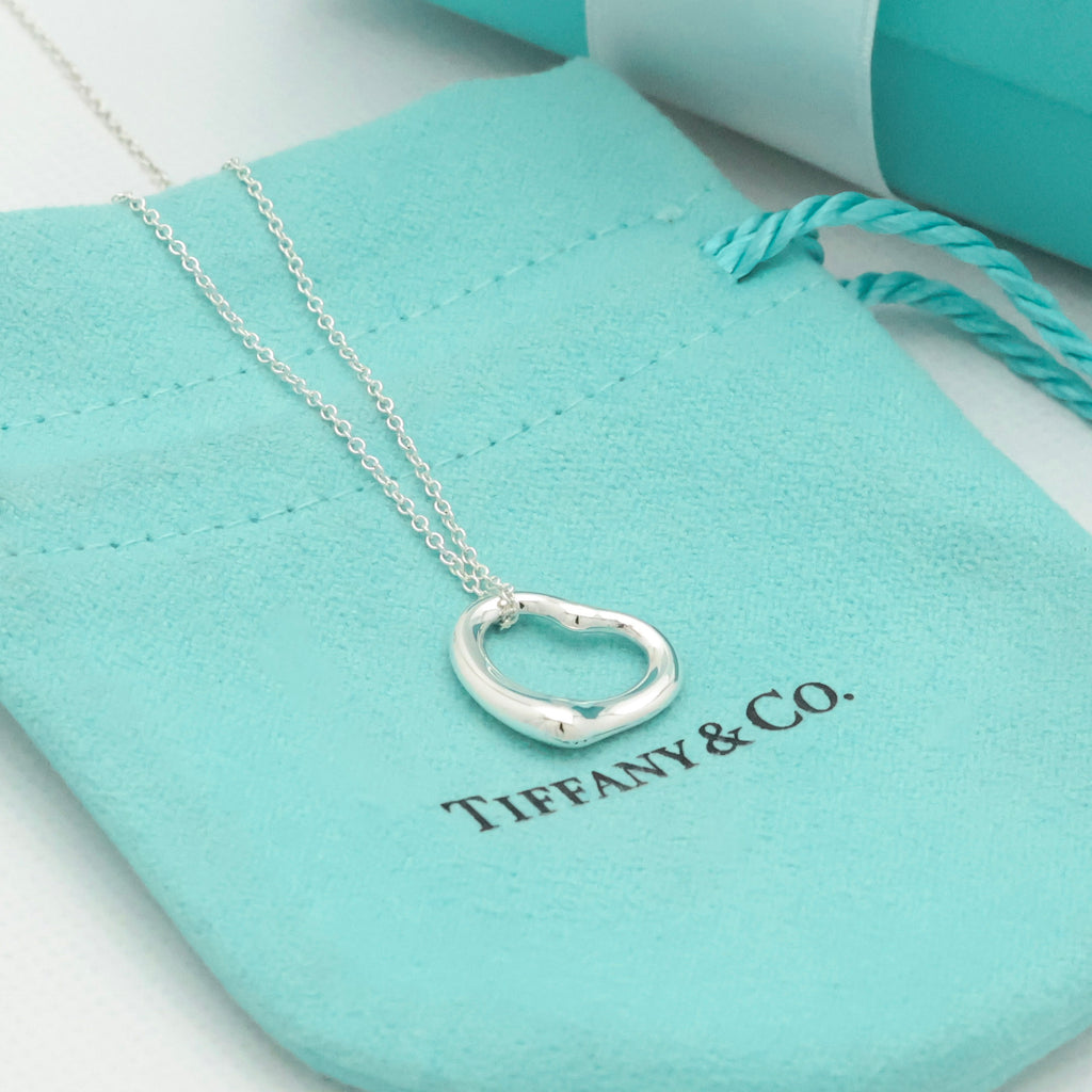 Tiffany & Co. Open Heart 16mm Pendant Necklace  Sterling Silver 925