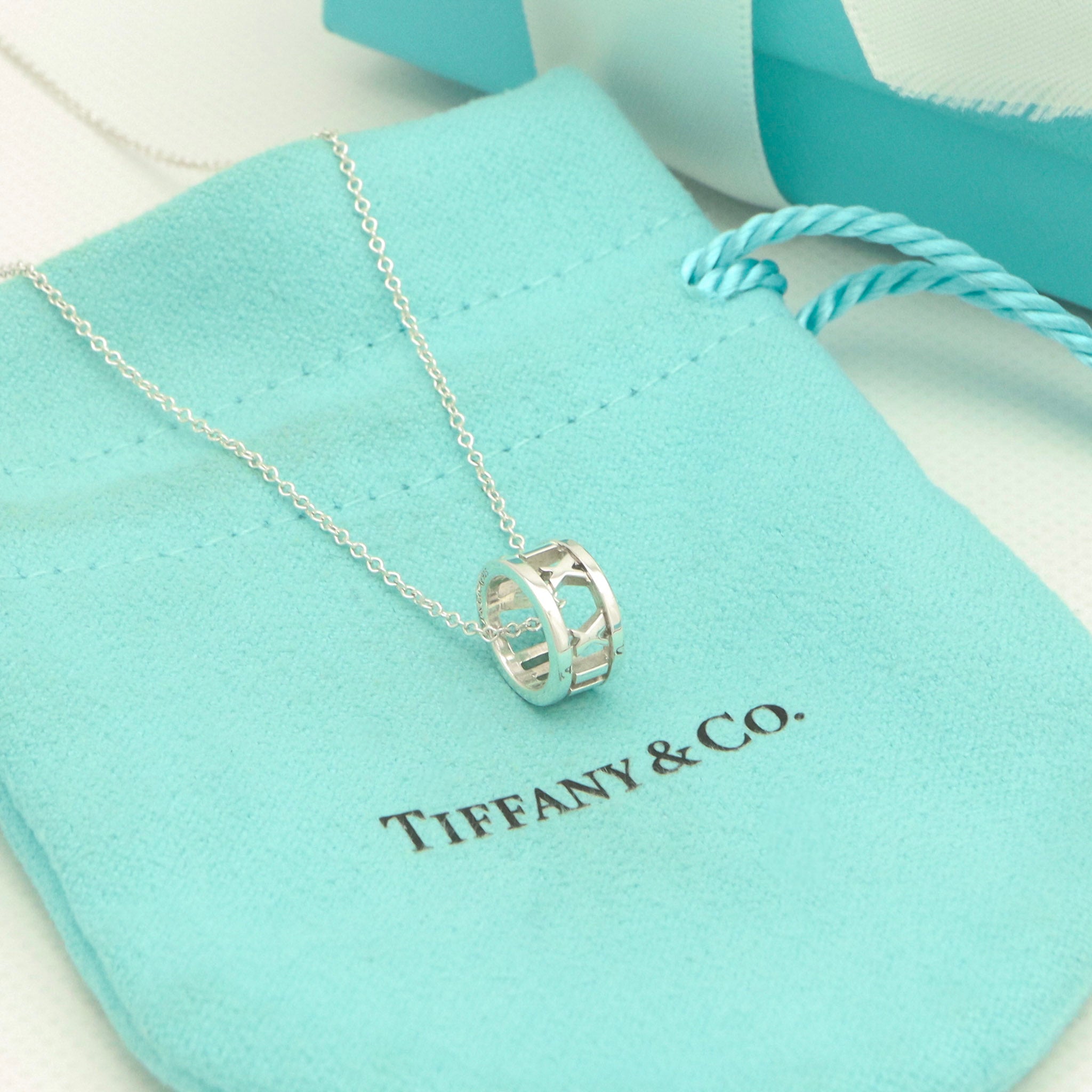  Tiffany & Co. Atlas Ring Pendant Necklace Sterling Silver 925