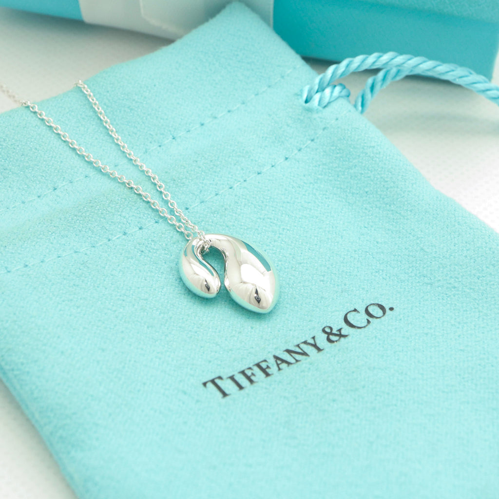 Tiffany & Co. Elsa Peretti Sterling Silver Double Teardrop Pendant Necklace Sterling Silver 925