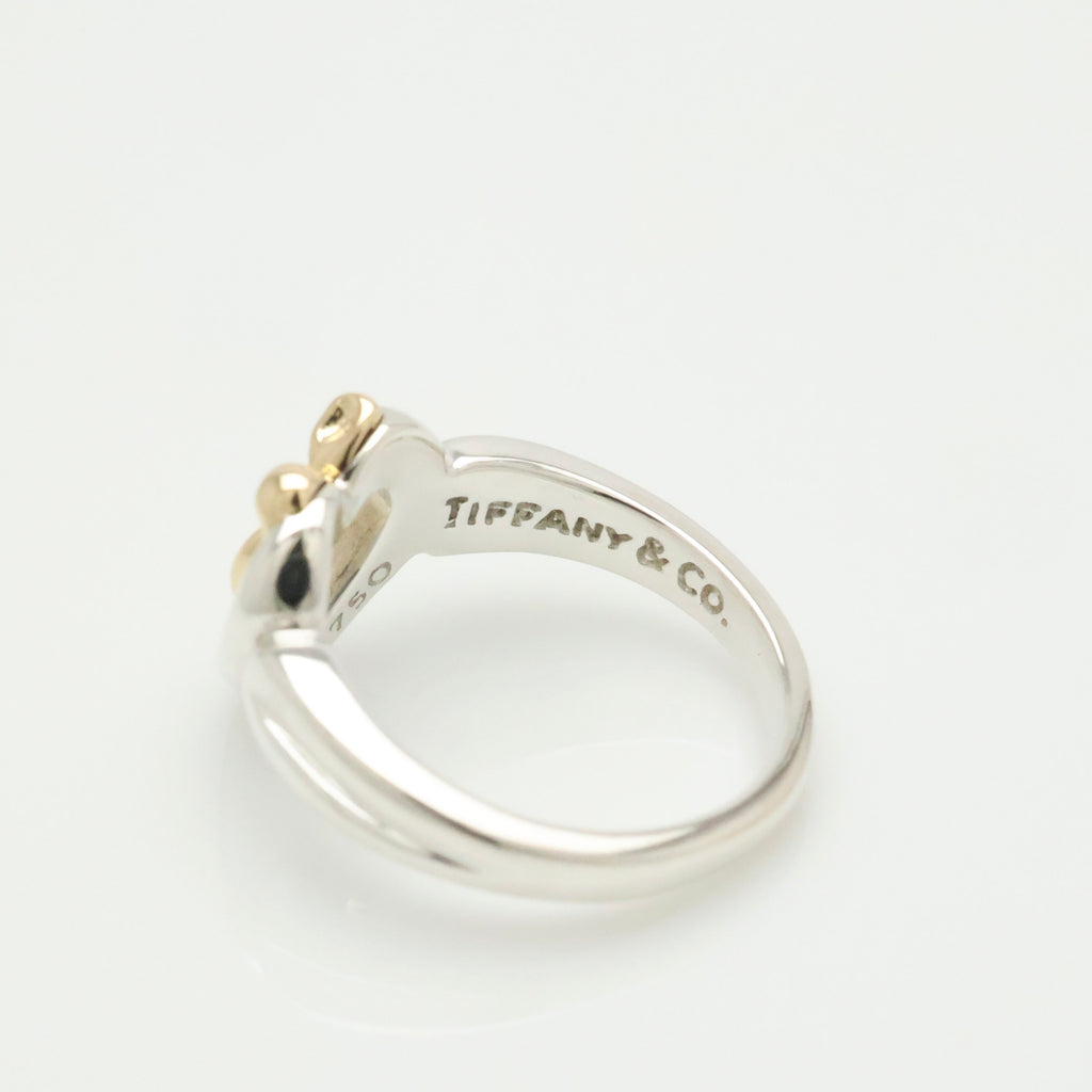 TIFFANY&Co. ハート リボン コンビ イエローゴールド リング 7 号 AG925 AU750