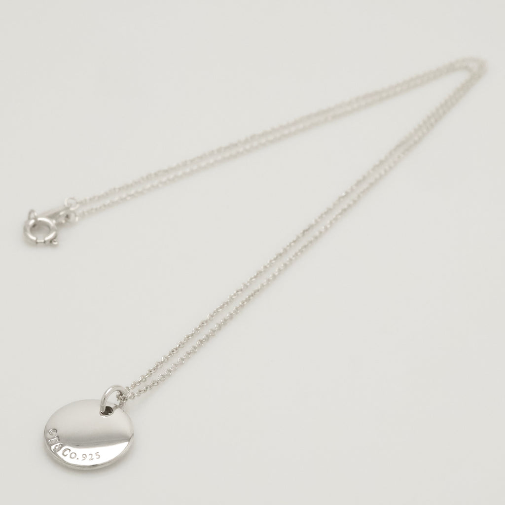  Tiffany & Co. Letter M Notes Initial Disc Necklace Sterling Silver 925