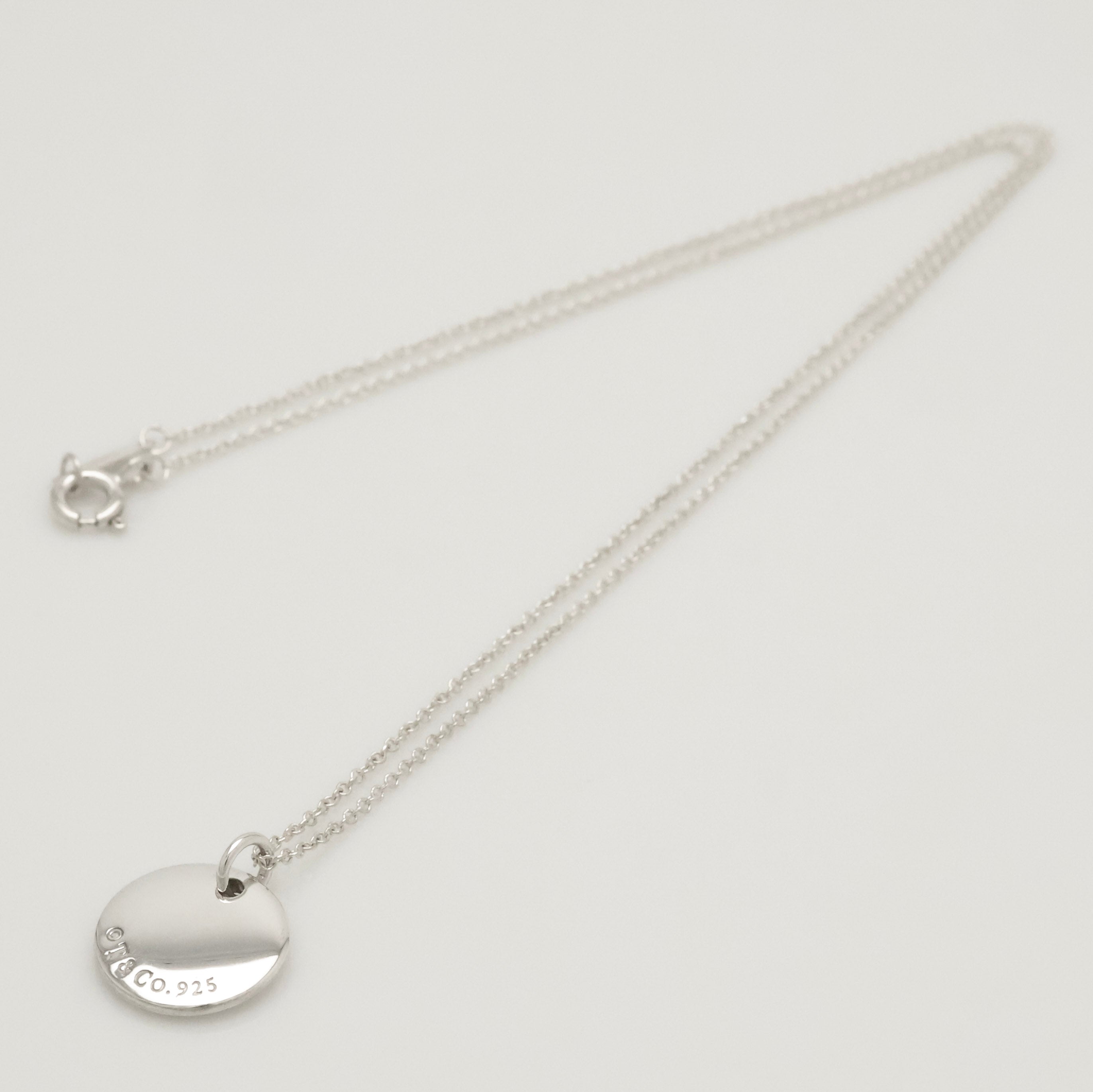  Tiffany & Co. Letter M Notes Initial Disc Necklace Sterling Silver 925