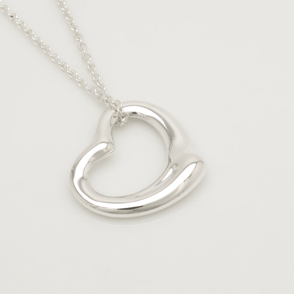 Tiffany & Co. Open Heart Pendant Necklace Sterling Silver 925