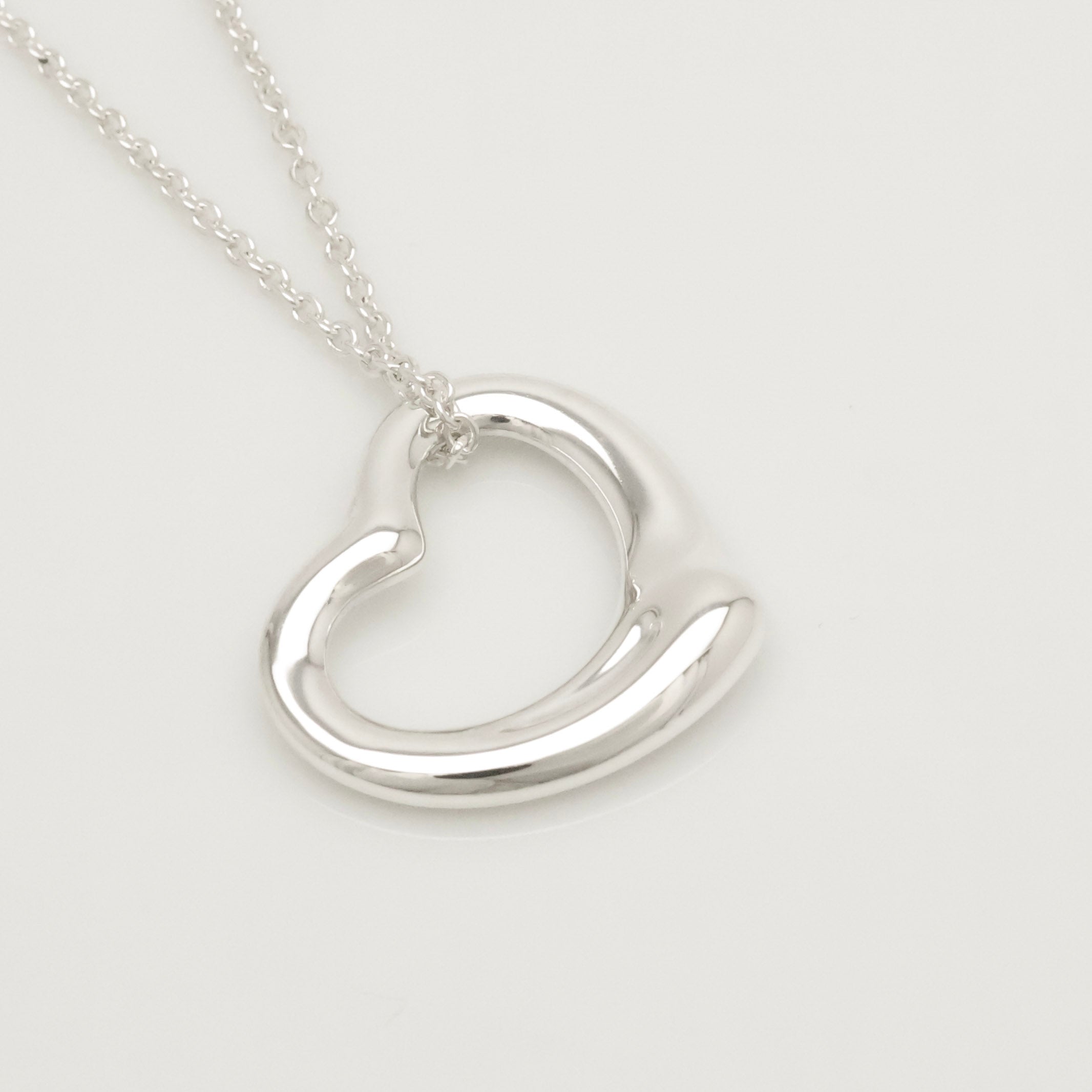 Tiffany & Co. Open Heart Pendant Necklace Sterling Silver 925