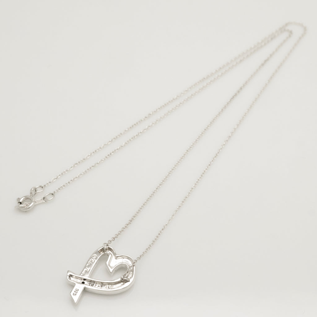 Tiffany & Co. Loving Heart Diamond Pendant Necklace Sterling Silver 925