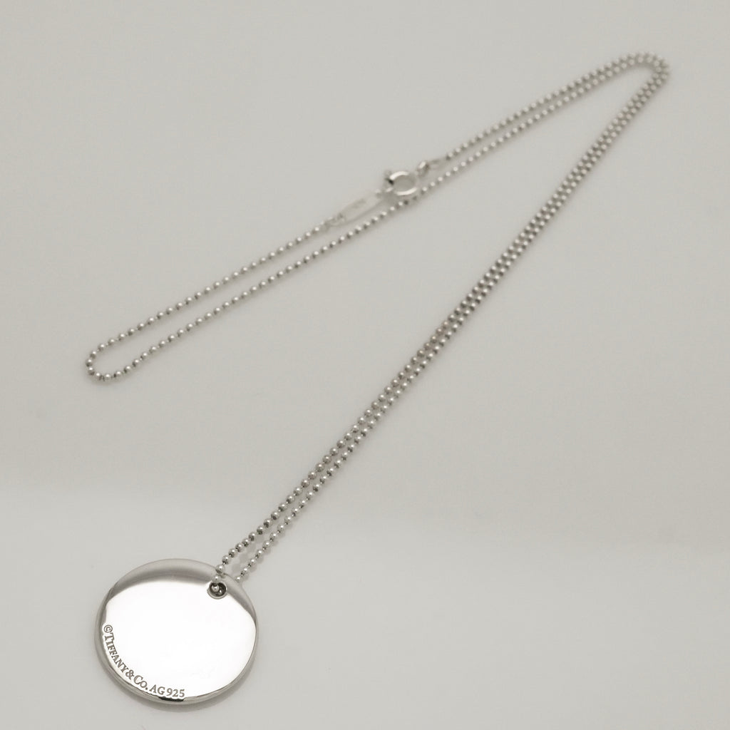  Tiffany & Co. Letter M Notes Initial Disc Necklace Sterling Silver 925