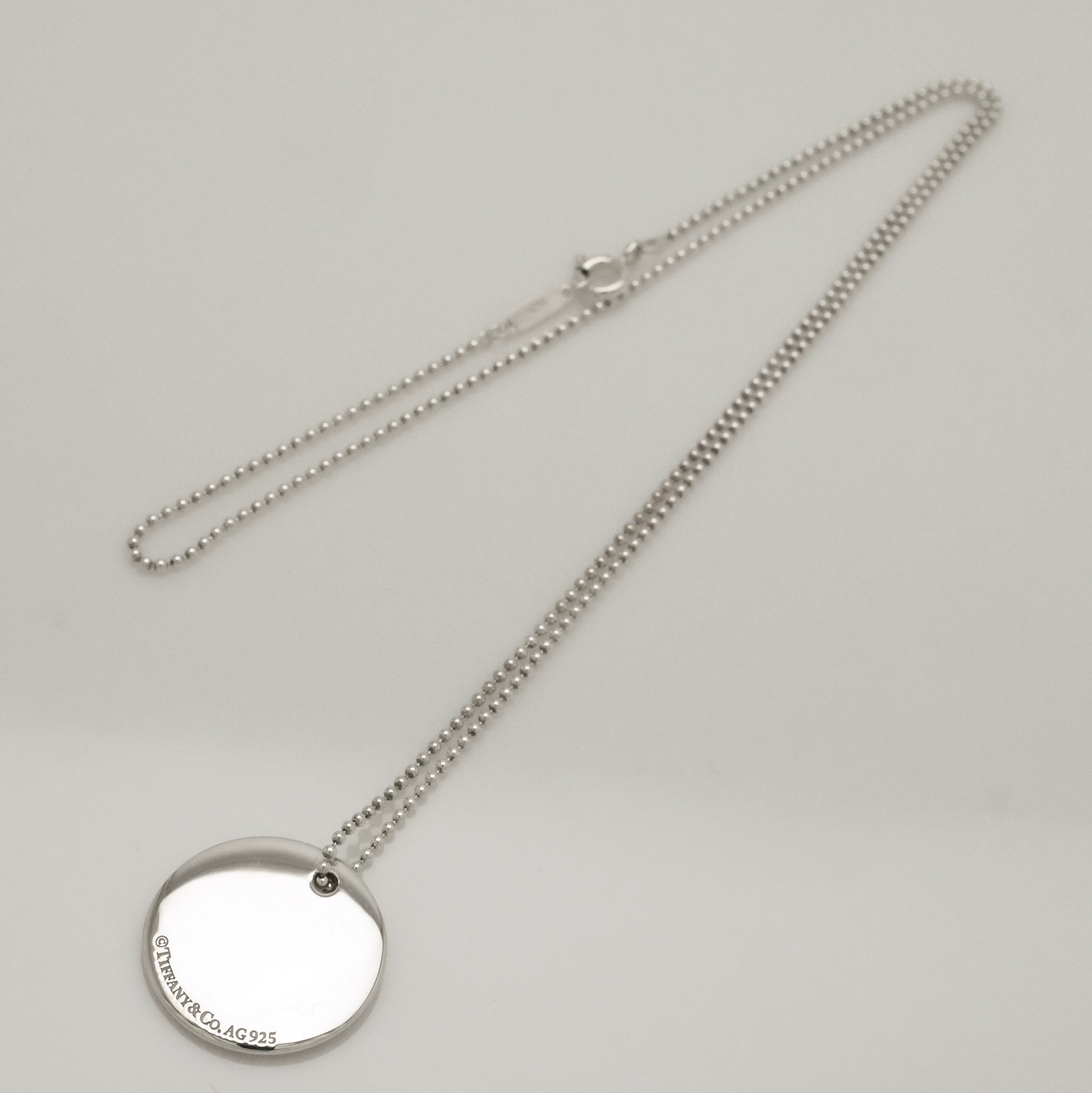  Tiffany & Co. Letter M Notes Initial Disc Necklace Sterling Silver 925