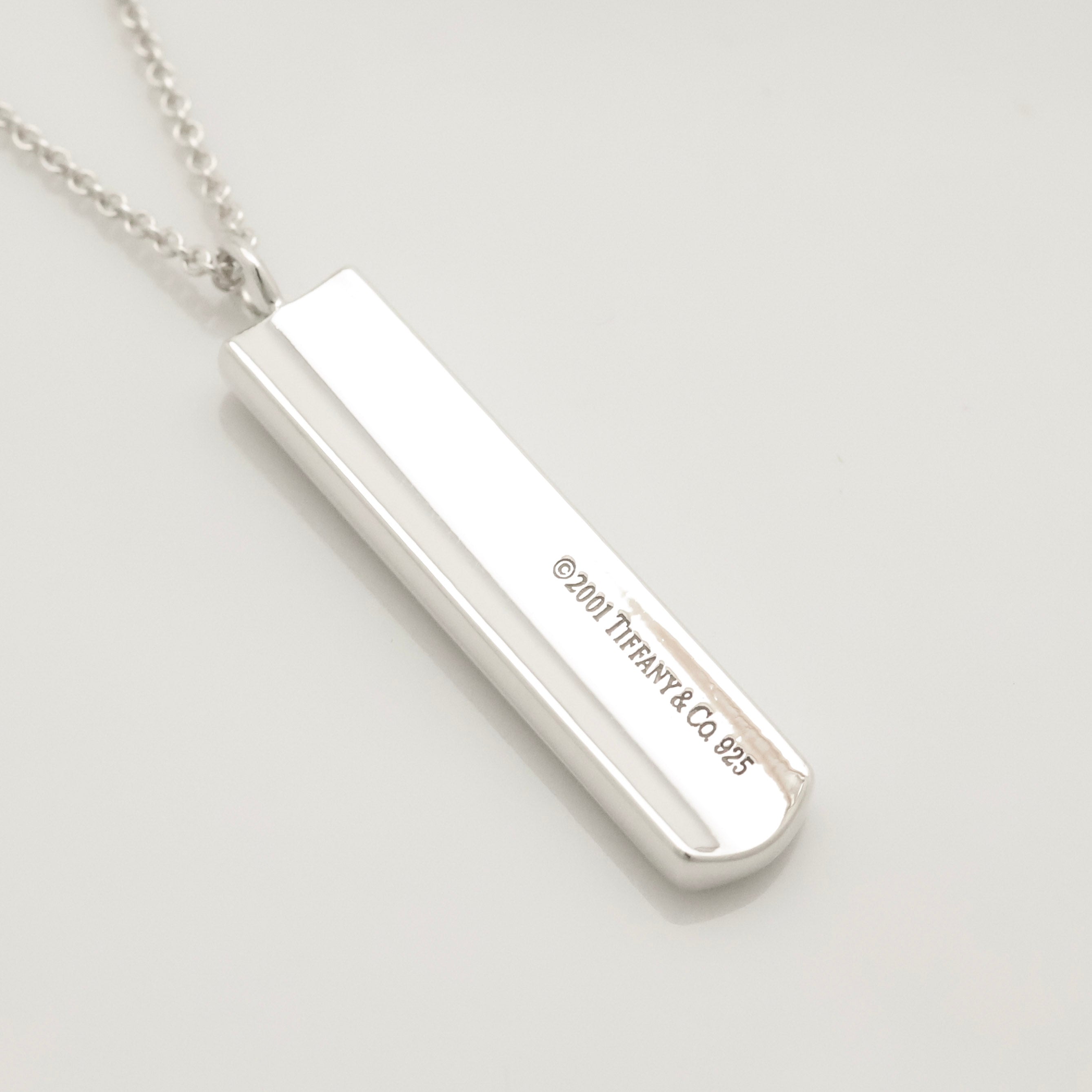 TIFFANY & Co. 1837 Bar Plate Pendant Necklace Chain Sterling Silver 925
