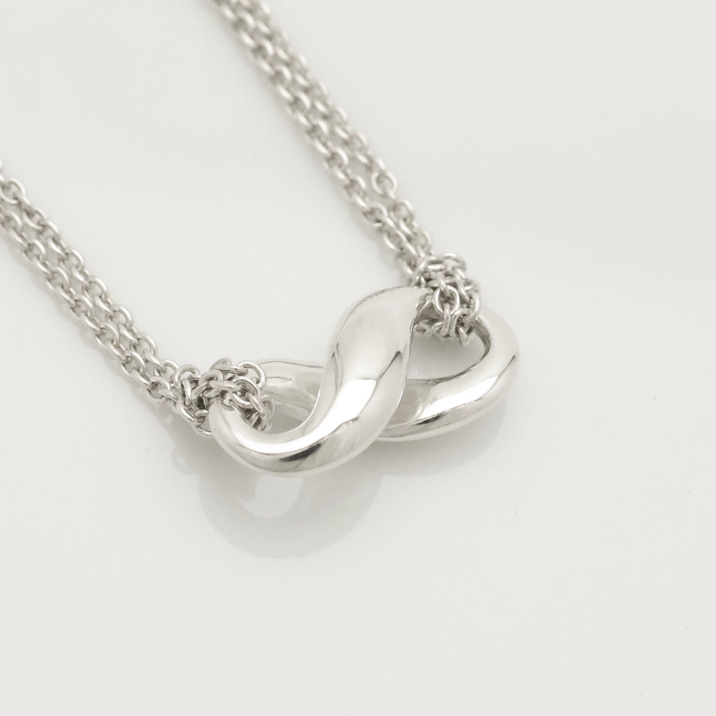 Tiffany & Co. Infinity Double Chain Necklace Sterling Silver 925