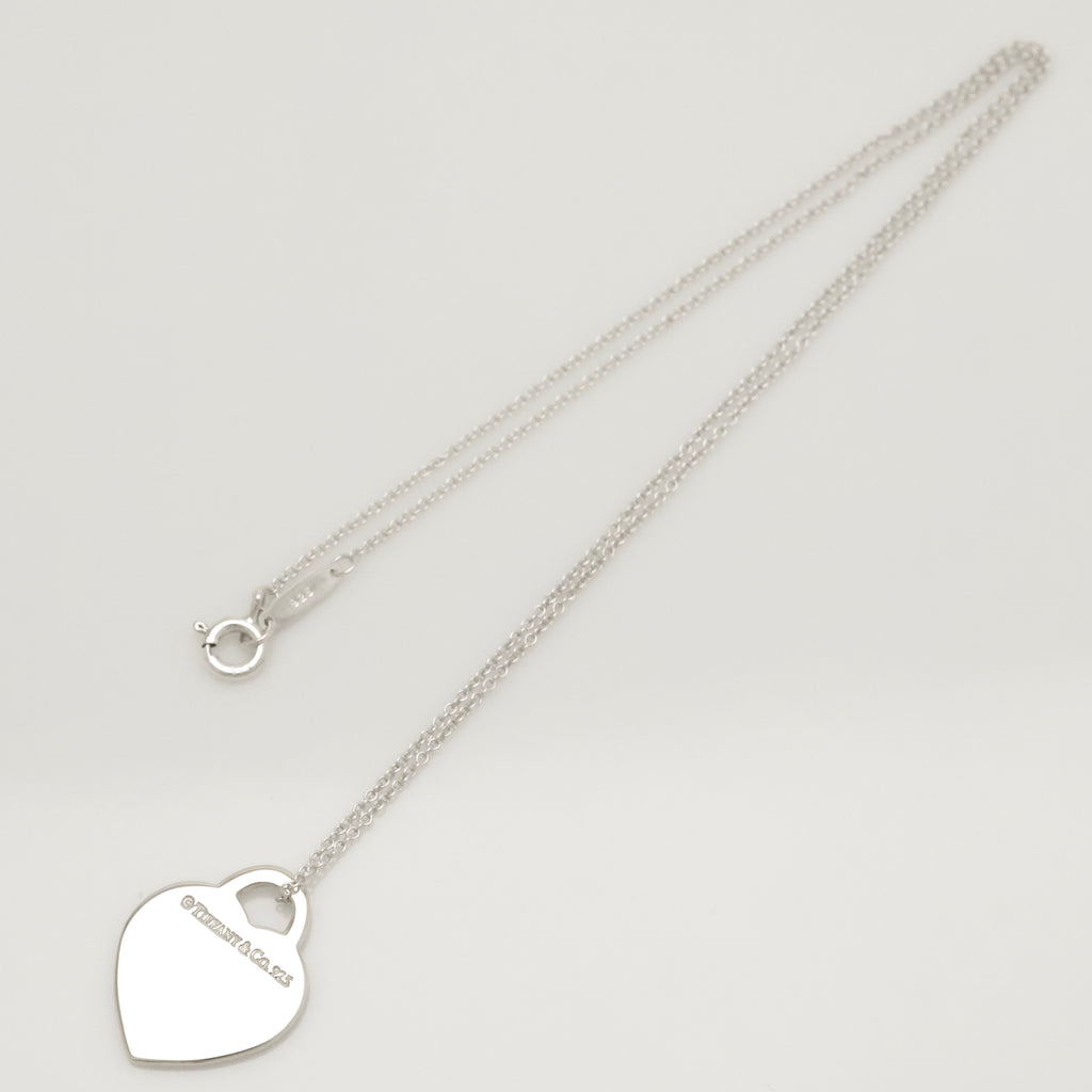 Tiffany & Co. Notes I LOVE YOU Heart Pendant Necklace Sterling Silver 925