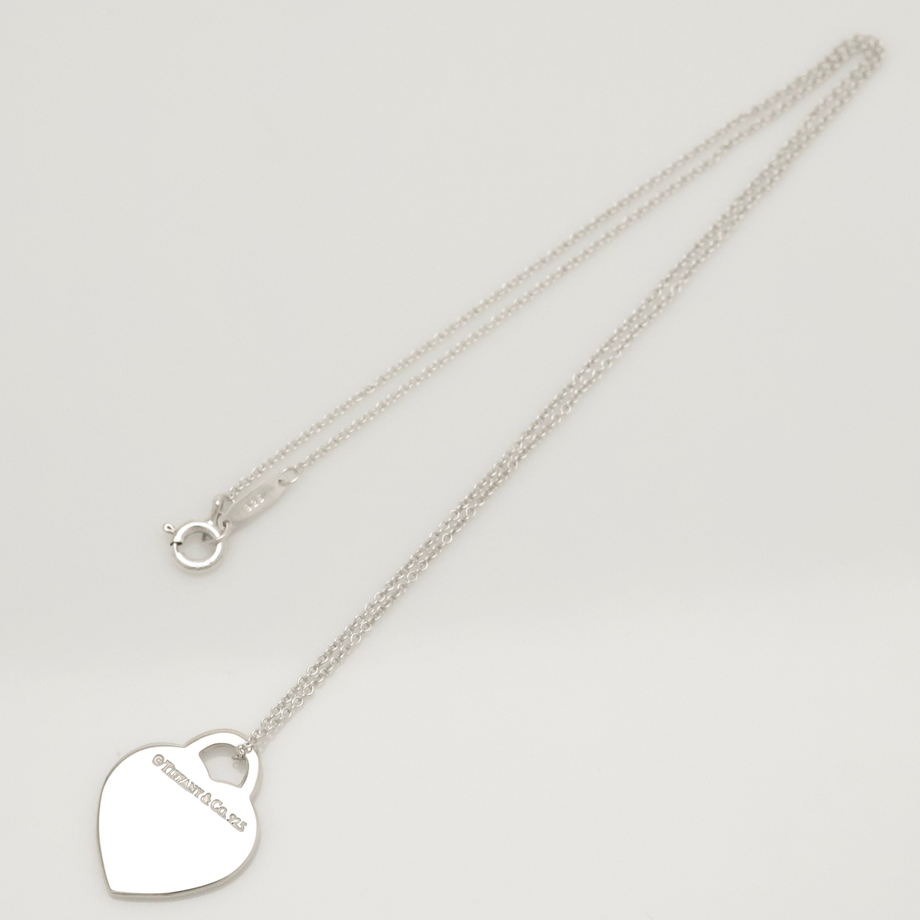Tiffany & Co. Notes I LOVE YOU Heart Pendant Necklace Sterling Silver 925