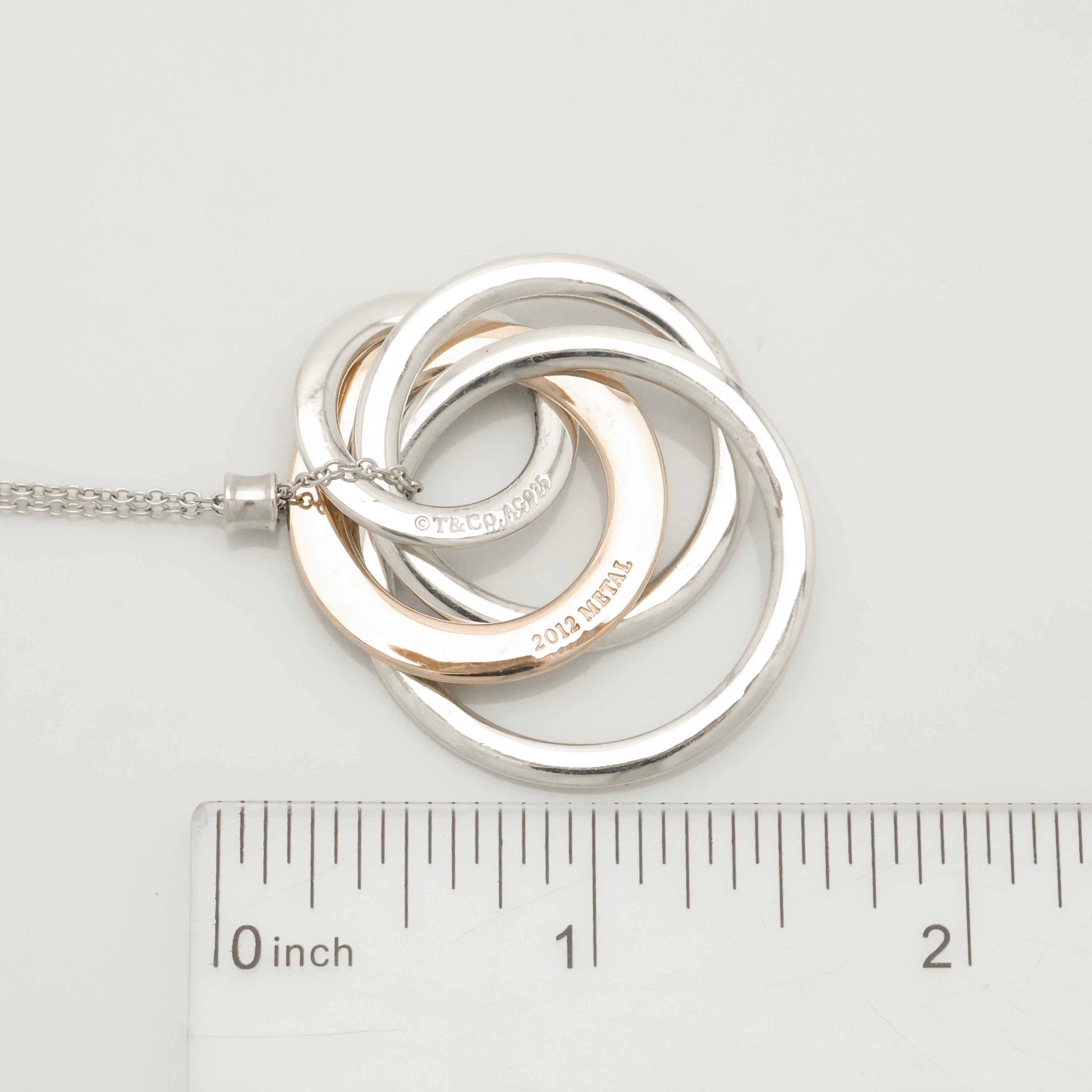 TIFFANY&Co. 4連 1837 インターロッキング サークル ネックレス ルベドメタル AG925