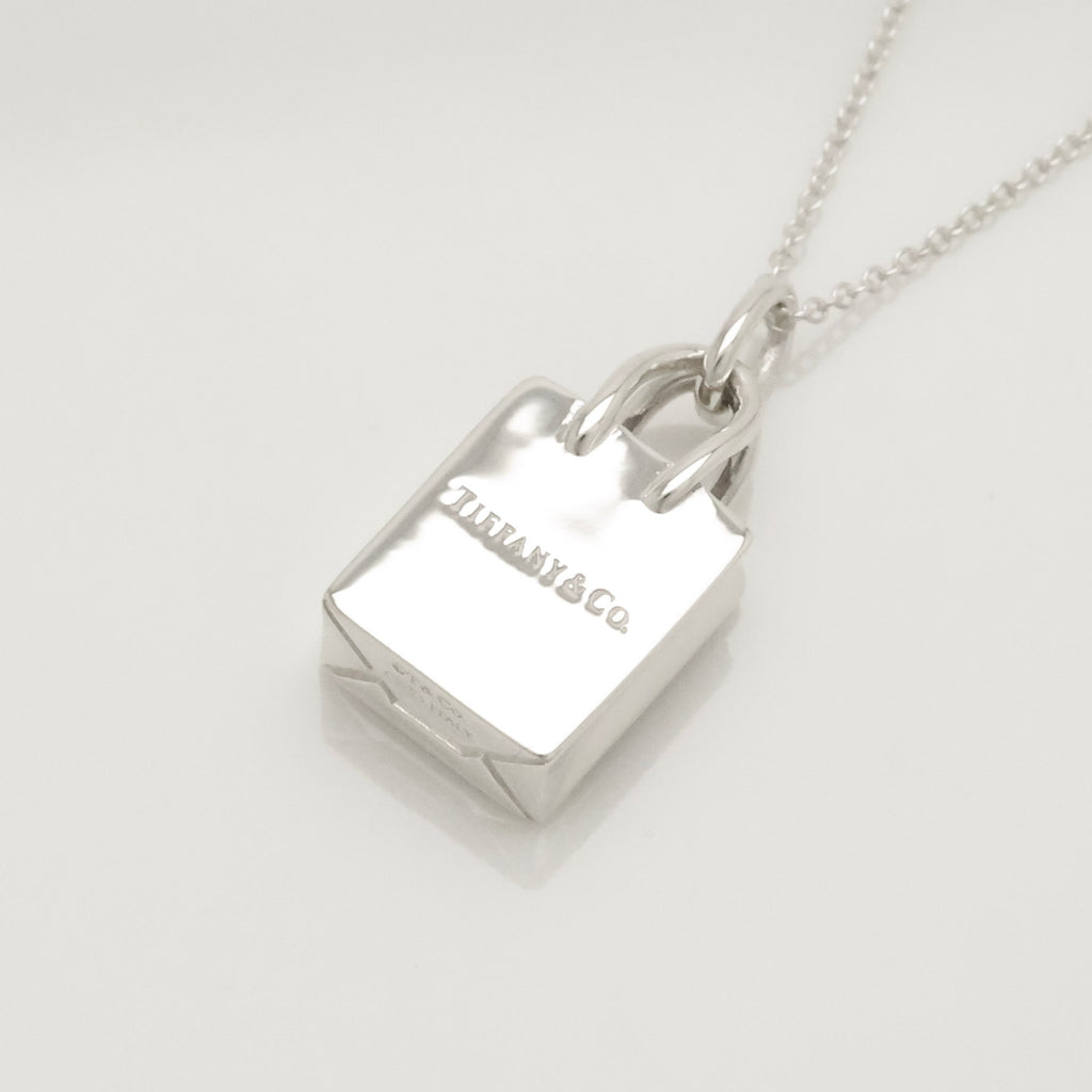 Tiffany & Co. Shopping Bag Pendant Charm Necklace Sterling Silver 925