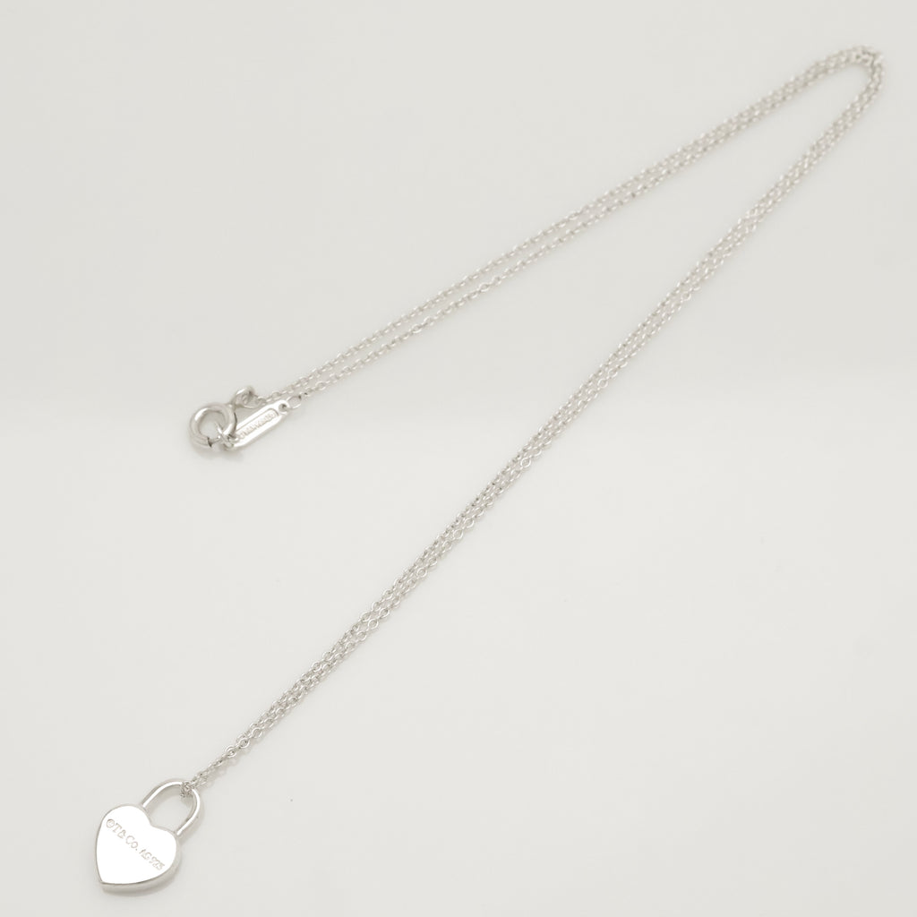  Tiffany & Co. Return to Mini Heart Lock Padlock Necklace  Sterling Silver 925