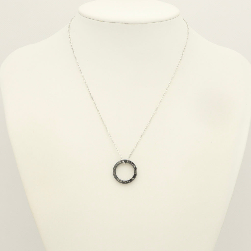 Tiffany & Co. 1837 Circle Necklace 16" Black Titanium Sterling Silver 925