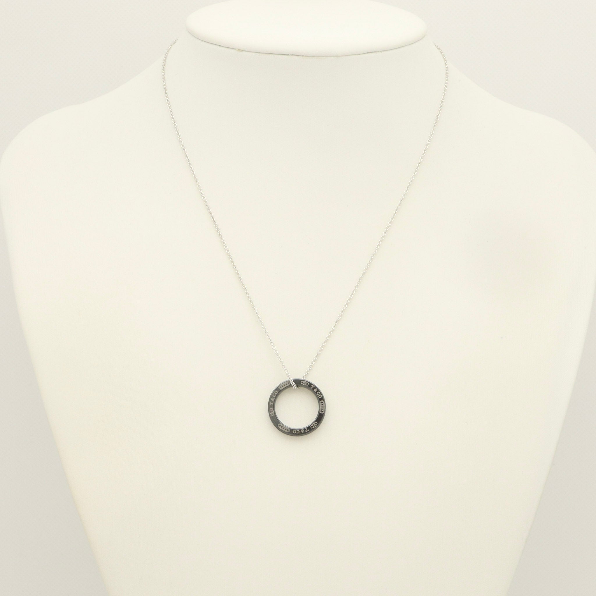 Tiffany & Co. 1837 Circle Necklace 16" Black Titanium Sterling Silver 925