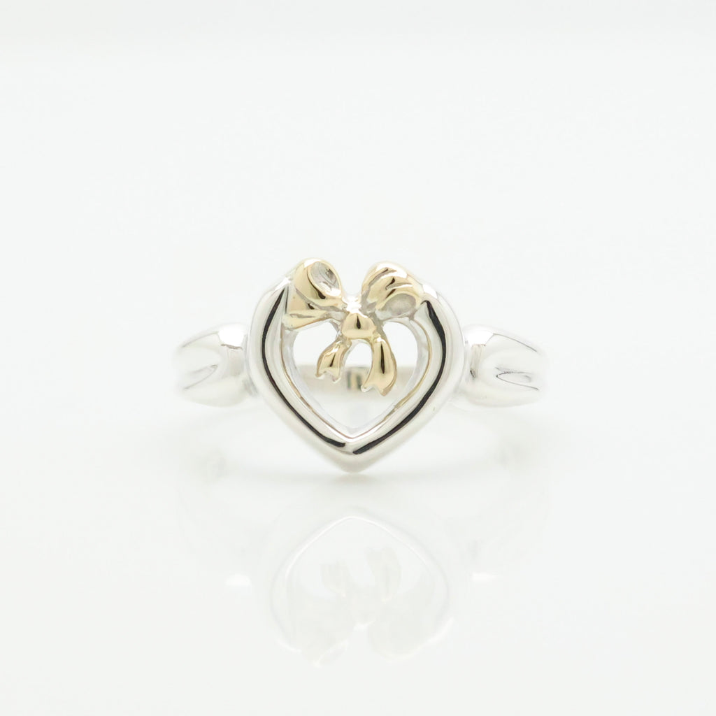 TIFFANY&Co. ハート リボン コンビ イエローゴールド リング 12 号 AG925 AU750