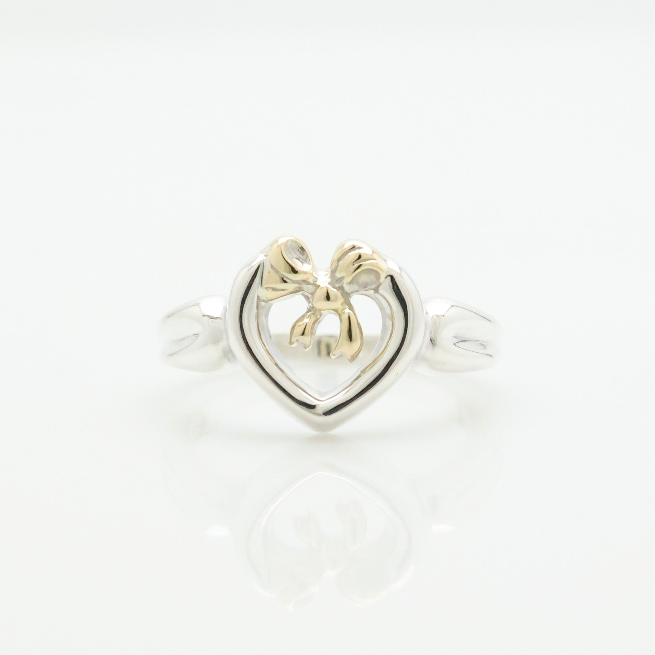 TIFFANY&Co. ハート リボン コンビ イエローゴールド リング 12 号 AG925 AU750