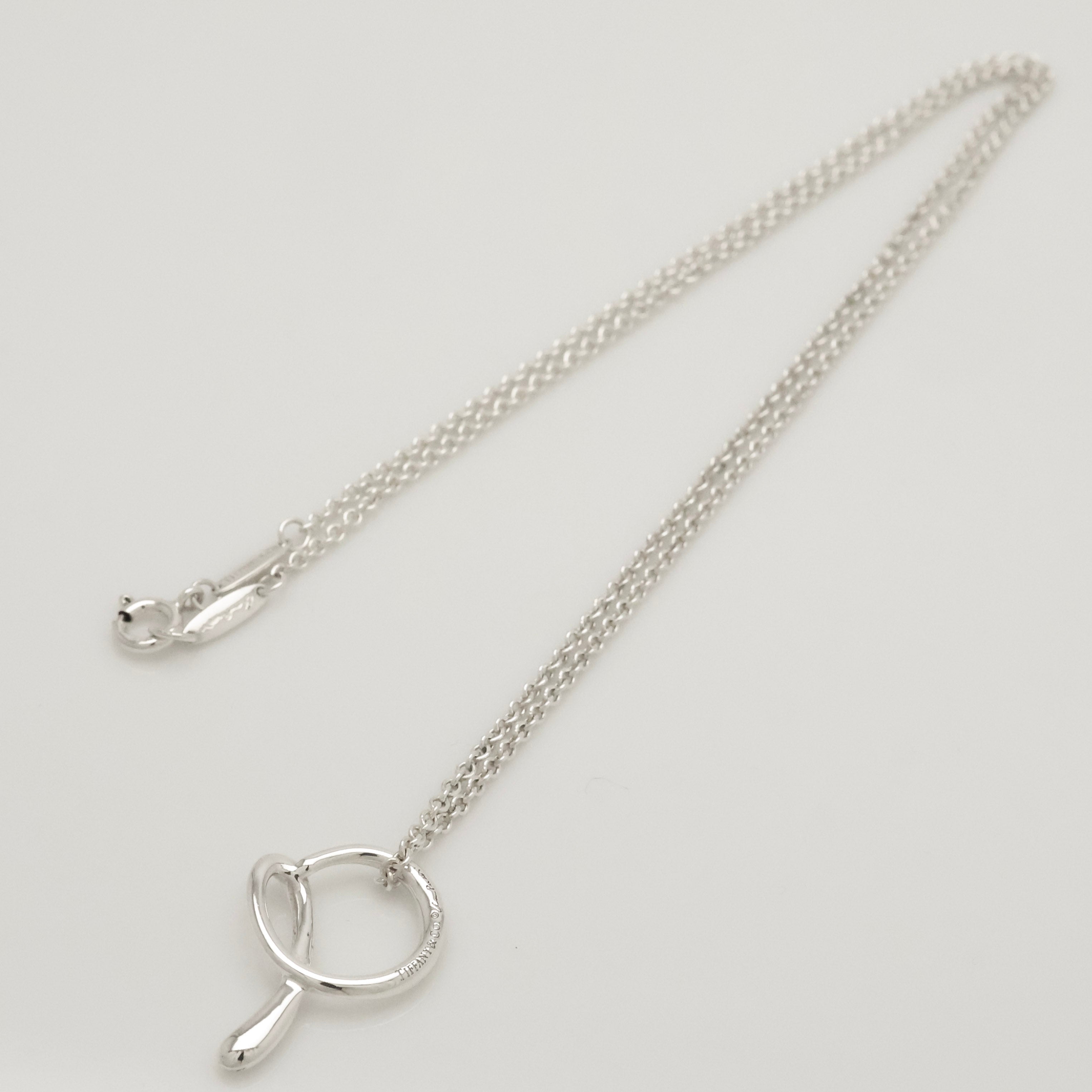 Tiffany & Co. Initial Letter "A" Pendant Necklace Sterling Silver 925