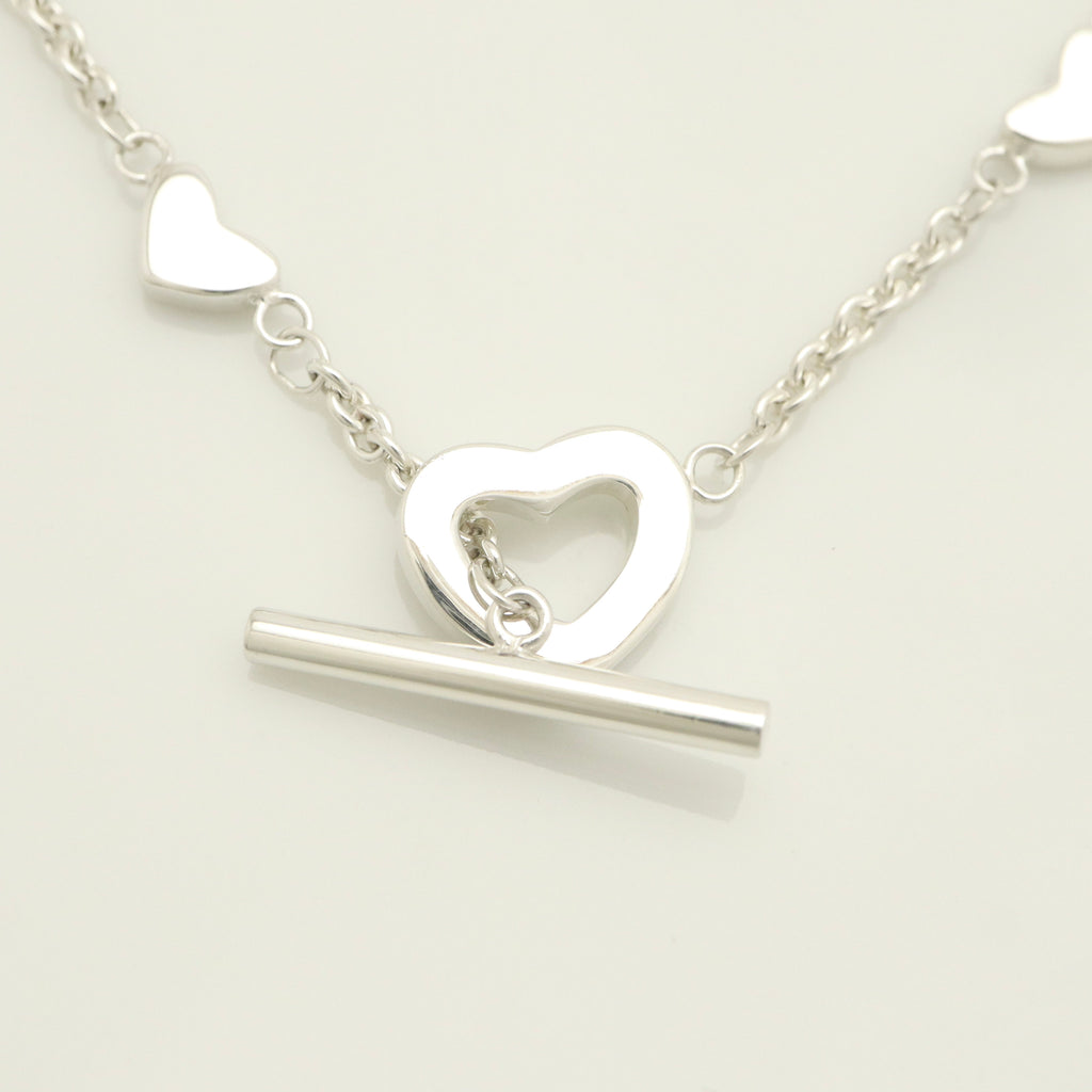 Tiffany & Co. Heart Link Lariat Toggle Bracelet Sterling Silver 925