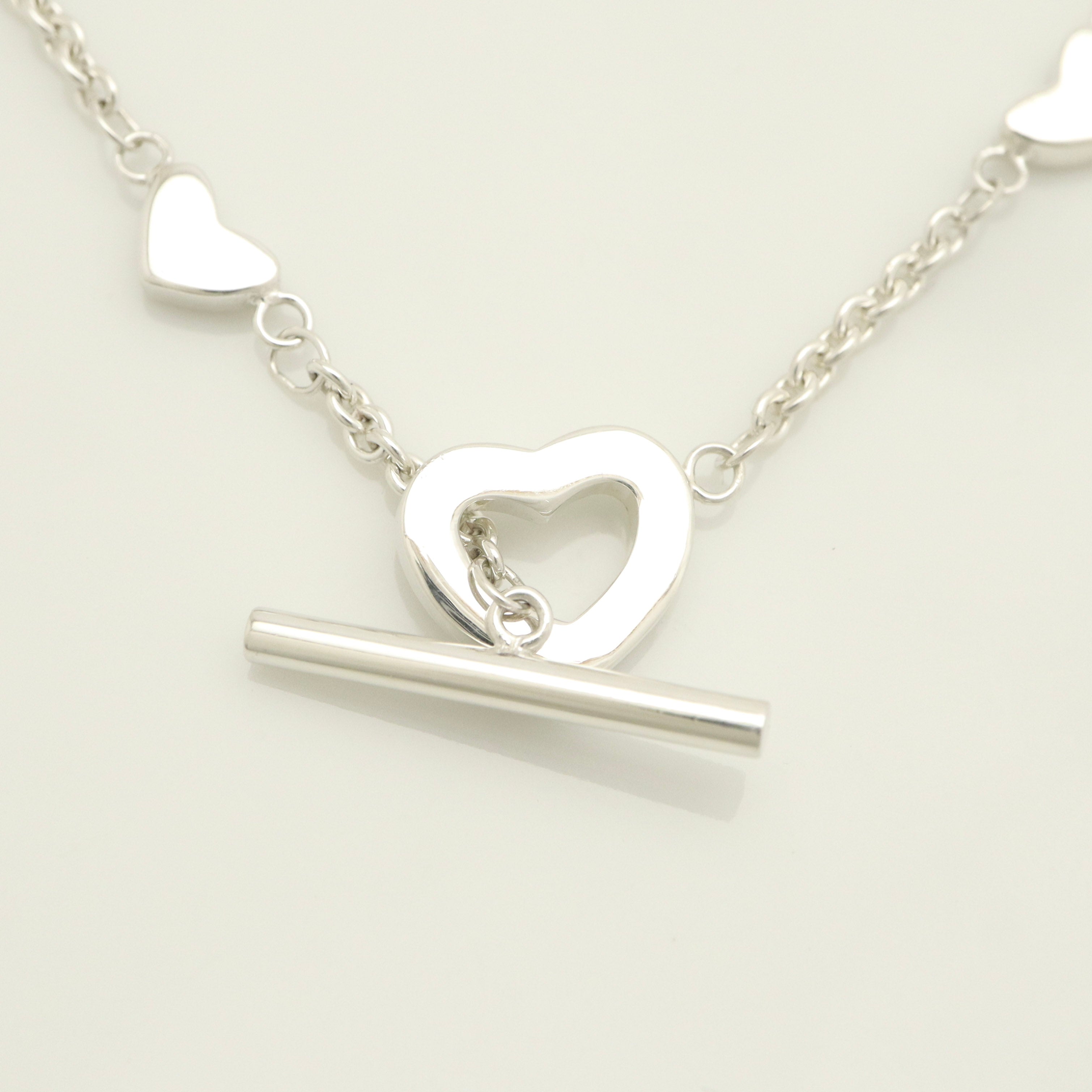Tiffany & Co. Heart Link Lariat Toggle Bracelet Sterling Silver 925